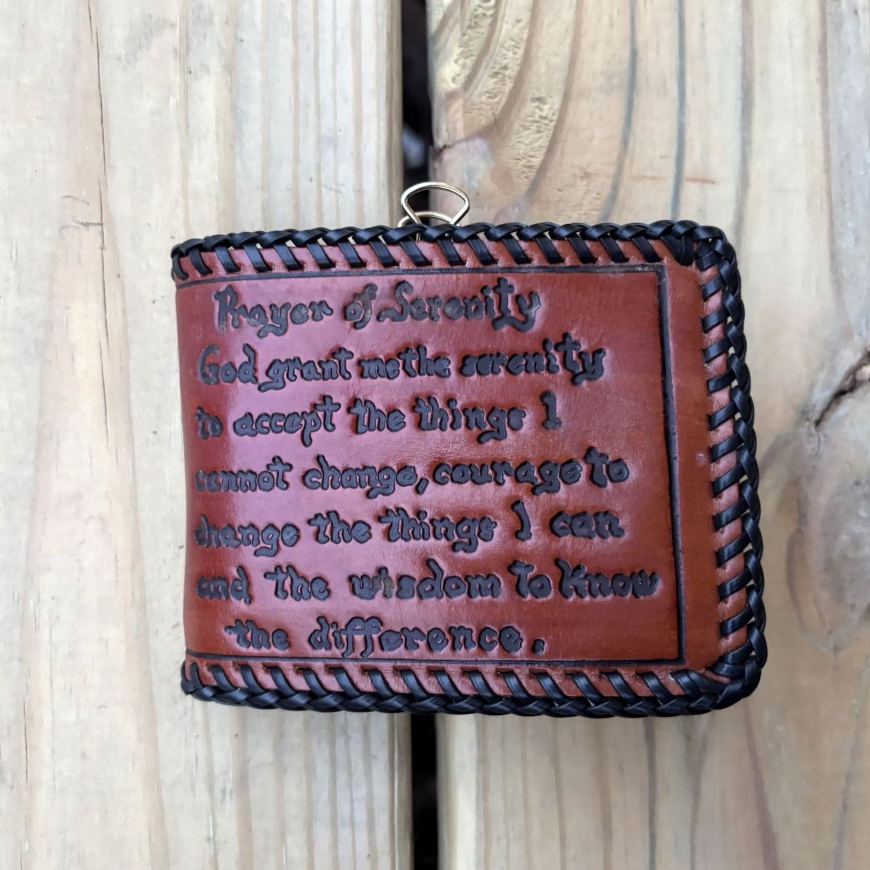 Vintage Vintage Leather Wallet Bi Fold Whipstitch Hand Tooled Religious Church Jesus Wallet Mens Brown Leather American Handmade Bifold 9x4in Size ONE SIZE - 4 Thumbnail