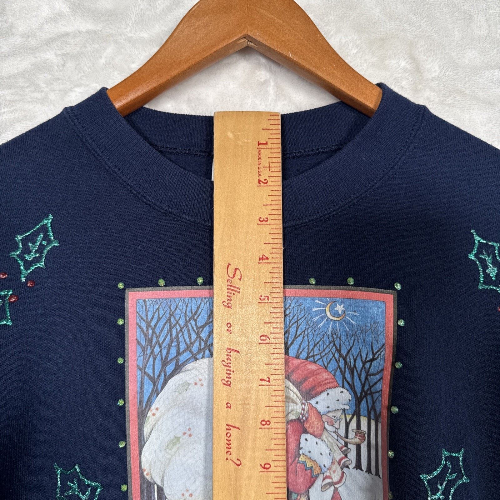 Hanes VTG Handmade Christmas sweatshirt Santa puffy paint Size L / US 10 / IT 46 - 4 Thumbnail