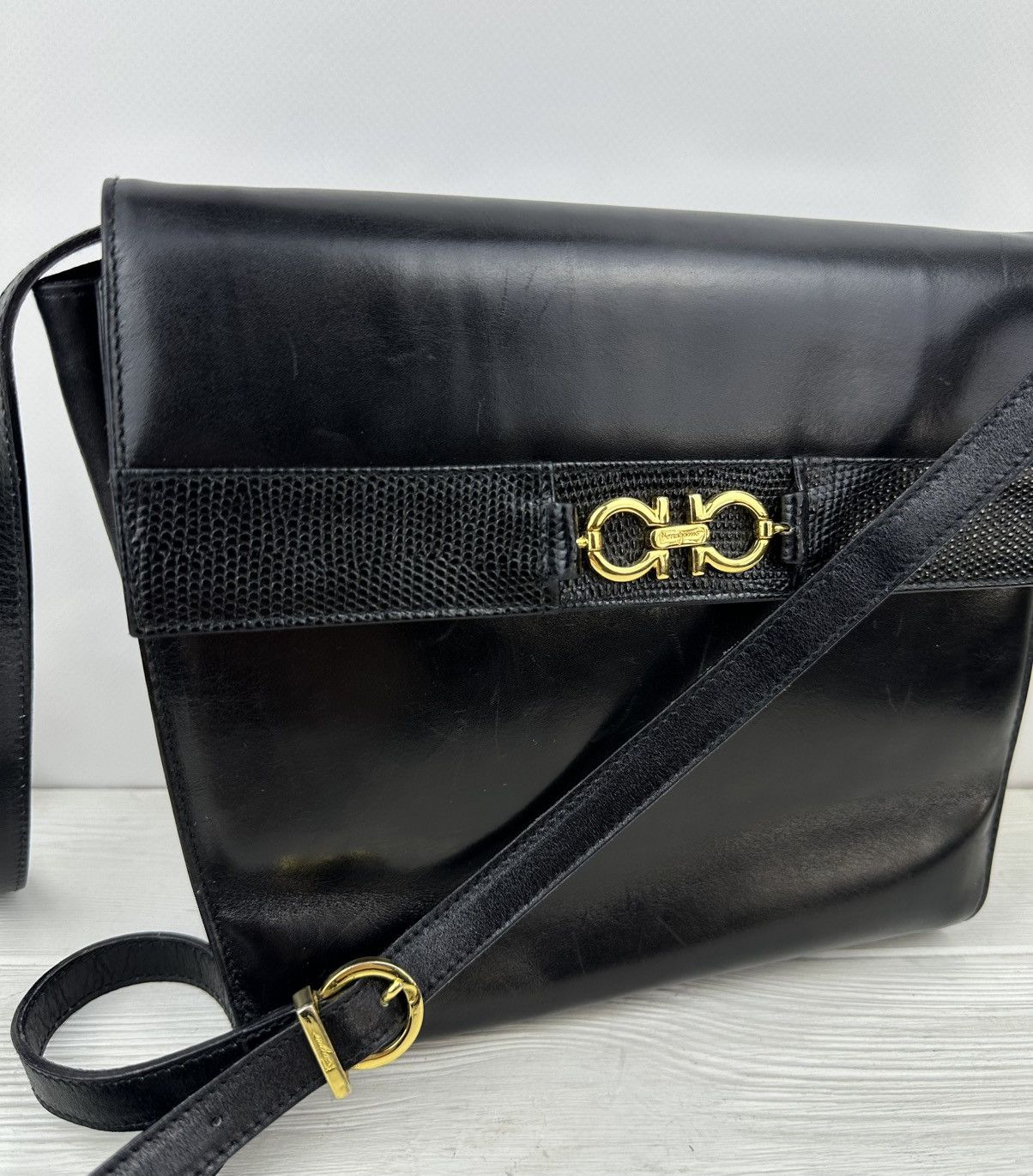Salvatore Ferragamo × Vintage Salvatore Ferragamo GANCINI Logo Leather Shoulder Bag Women Size ONE SIZE - 3 Thumbnail