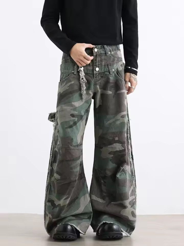 Vintage Kinuka x Misa Camo Cargo Wide Stacked Flare Pants Size US 33 - 6 Thumbnail