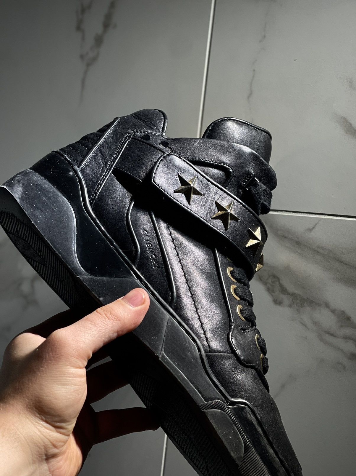 Givenchy Givenchy Tyson All Black Hi Top leather stars