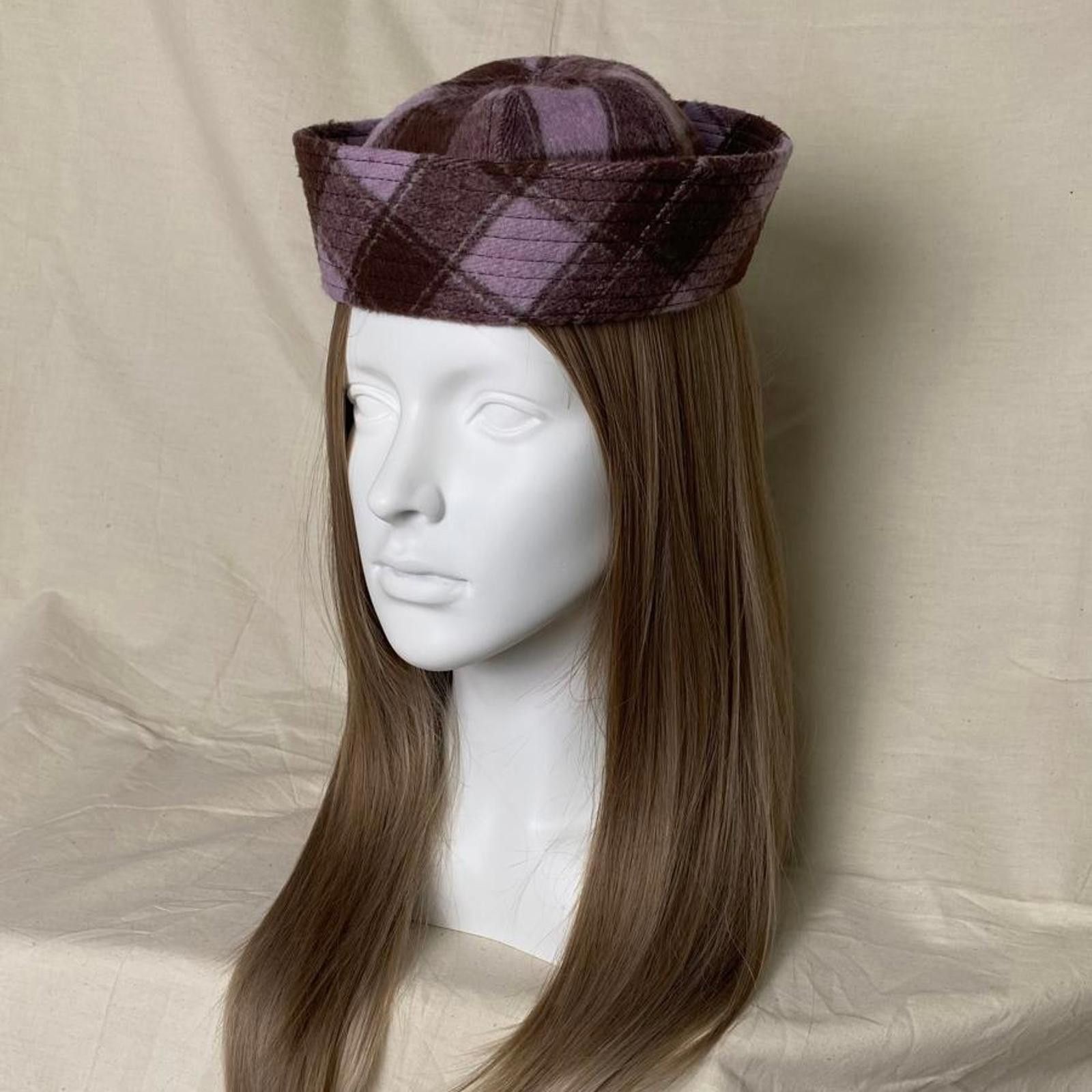 Japanese Brand Retro Pink Brown Plaid Beret Sailor Hat Y2K French Girl OS Size ONE SIZE - 1 Thumbnail