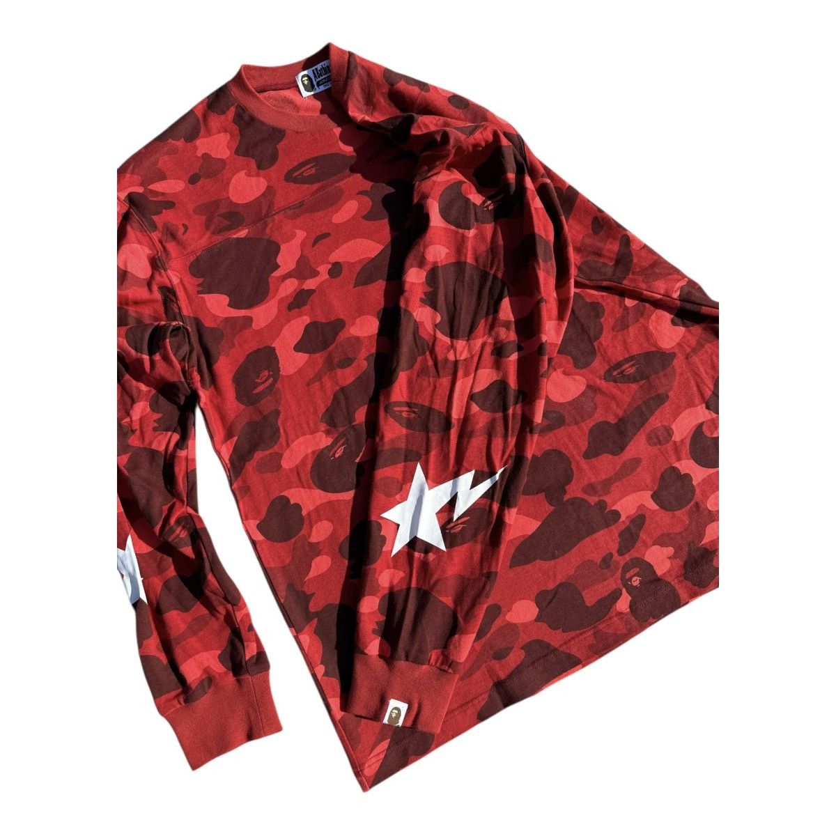 Bape BAPE Red Camo Long Sleeve Tee Lightning Bolt Sleeve Size L Size US L / EU 52-54 / 3 - 5 Thumbnail