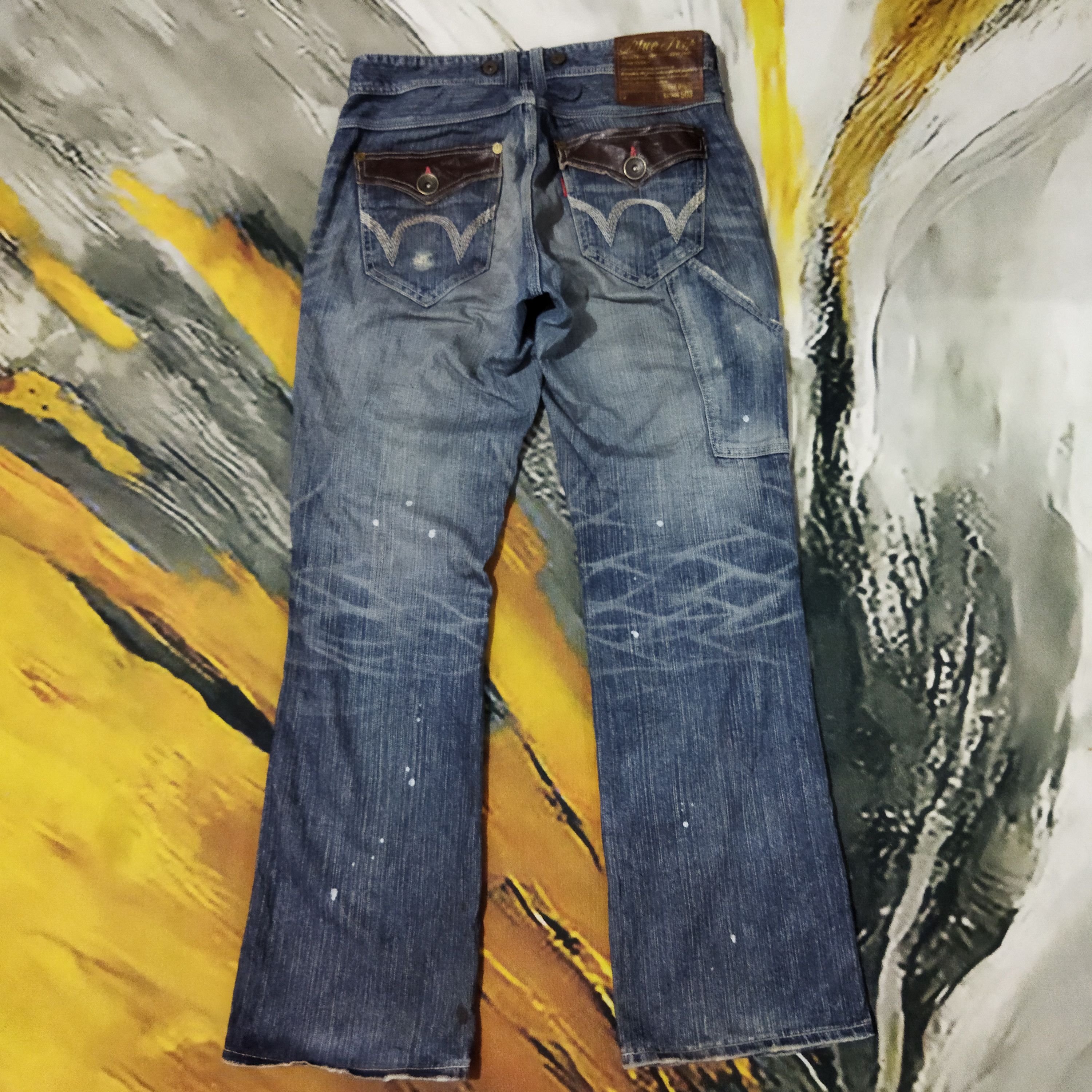 Edwin VINTAGE EDWIN DESTRESSED FADED BLUE JEANS PANTS Size US 33 - 7 Thumbnail