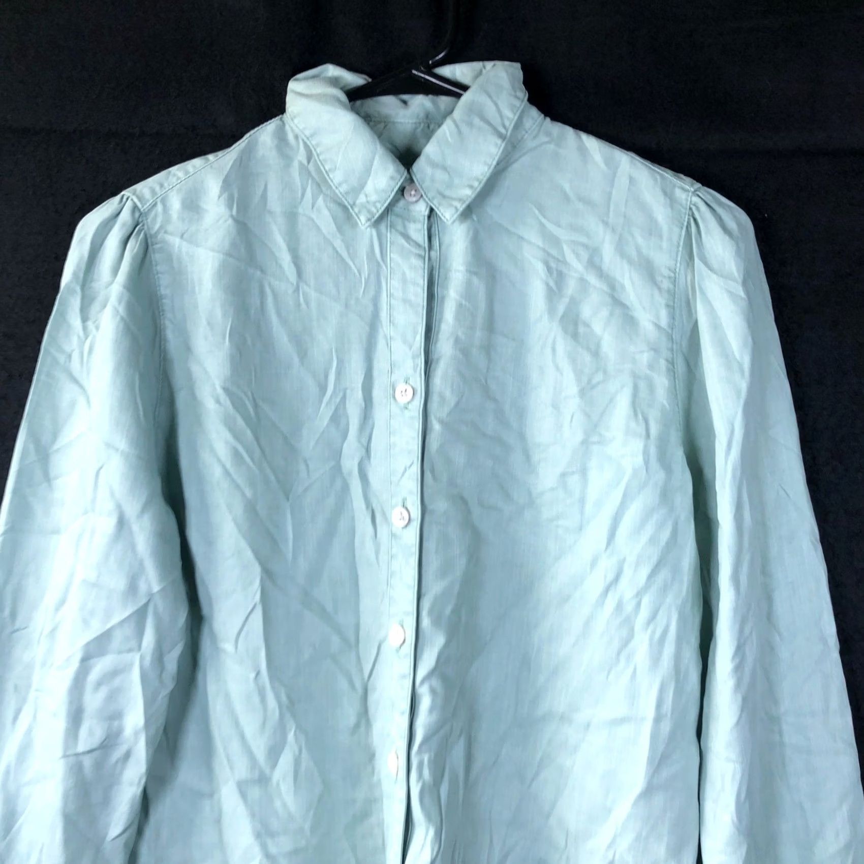 Vintage Chicos Womens Shirt Green Collared Button-Down Long Sleeve 0 (4/6) Size S / US 4 / IT 40 - 2 Thumbnail