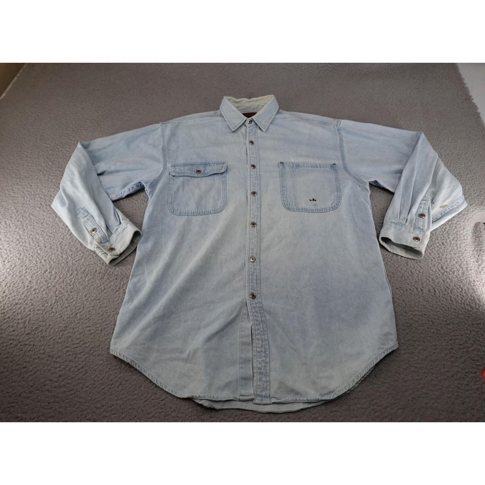 Eddie Bauer VINTAGE Eddie Bauer Shirt Mens Large Blue Denim Wilderness Canoe Graphic 90s Size US L / EU 52-54 / 3 - 3 Thumbnail