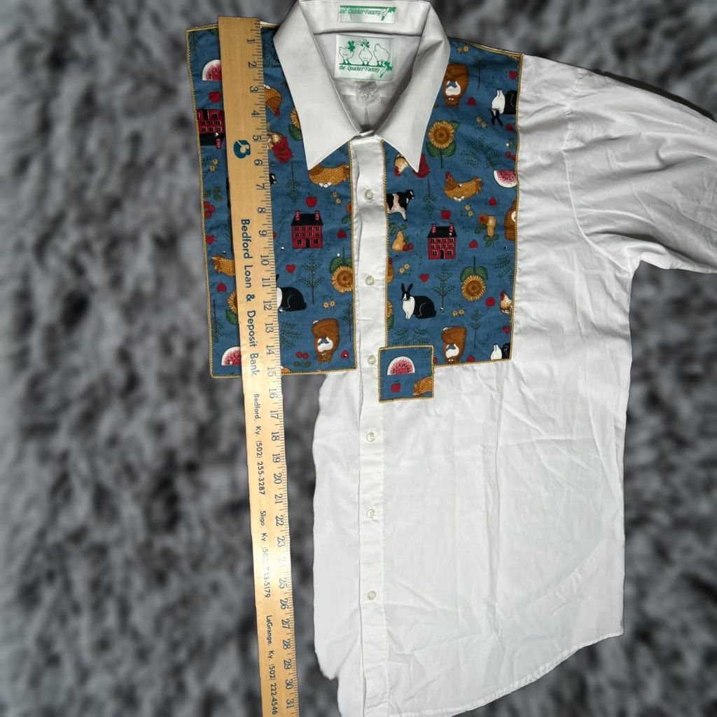 Quacker Factory VINTAGE The Quacker Factory 3X White Button Up Shirt Western Patchwork Farm Animal Appliqués Girls Women Shirt Size XXL / US 16-18 / IT 52-54 - 1 Thumbnail