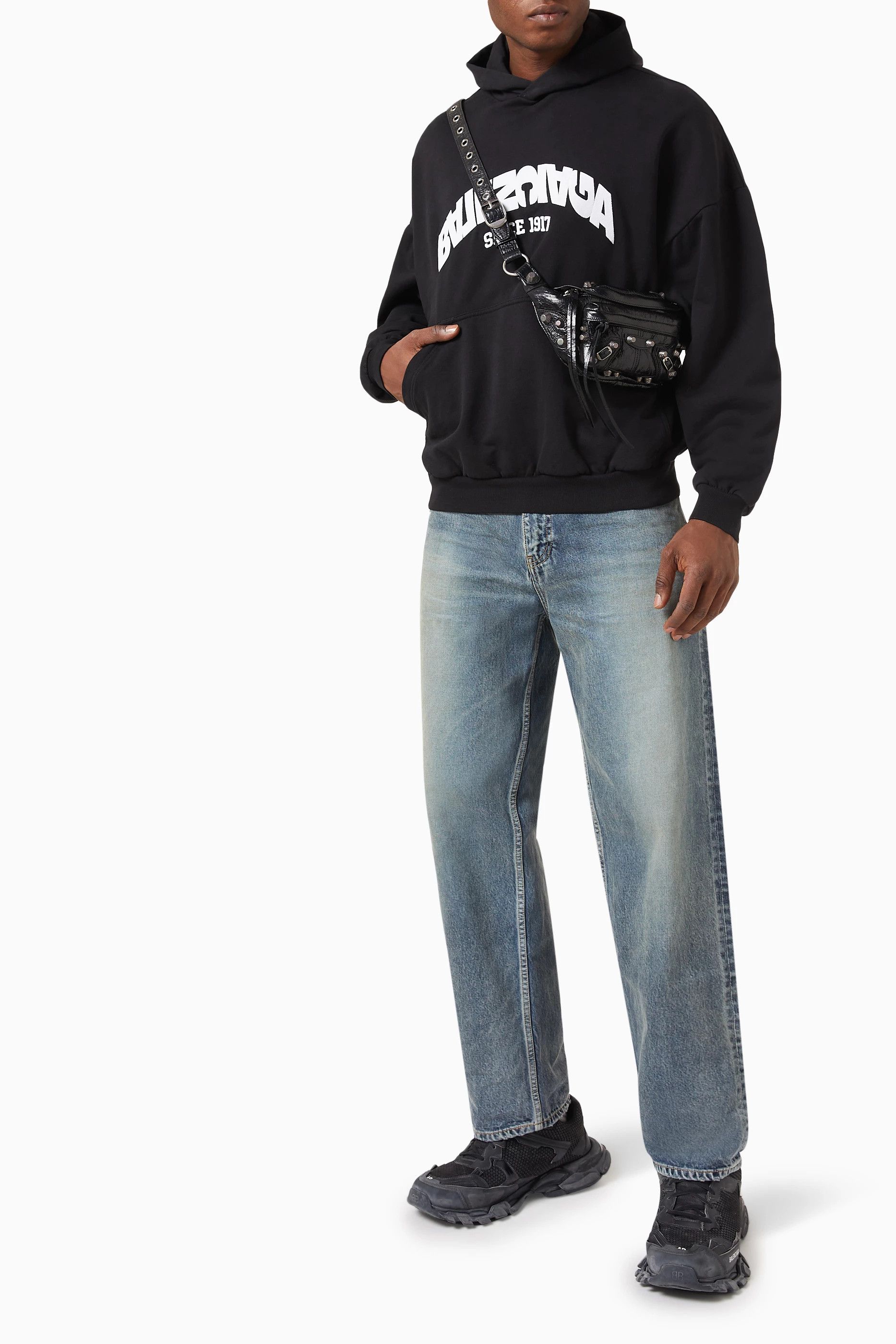Balenciaga Black Embroidered Back Flip Logo Oversized Hoodie Size US XS / EU 42 / 0 - 3 Thumbnail