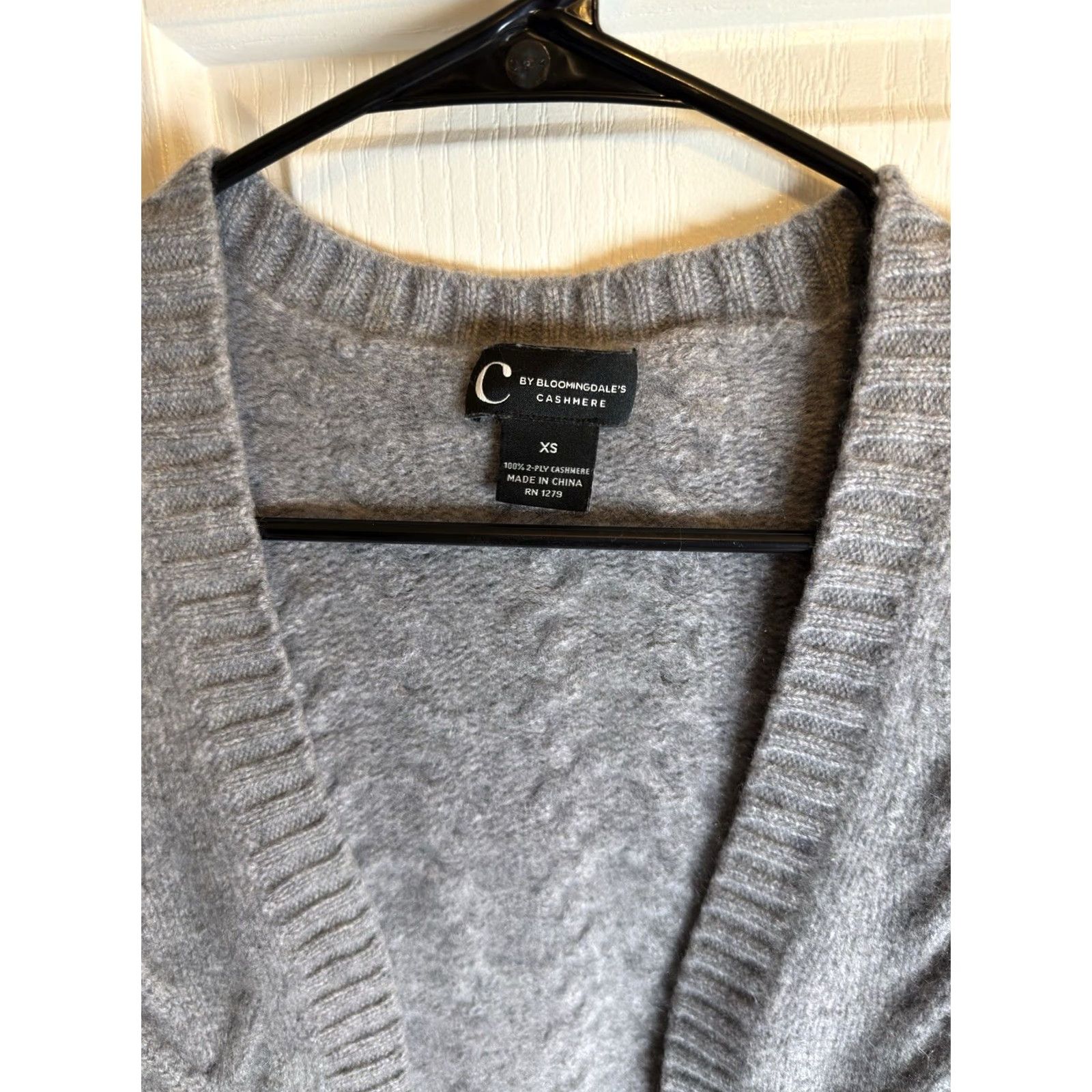 Bloomingdale's C by Bloomingdales 100% Cashmere Gray Open Front Fisherman Cardigan XXS Womens Sweater Knit Shirt Size XXS / US 00 / IT 34 - 4 Thumbnail