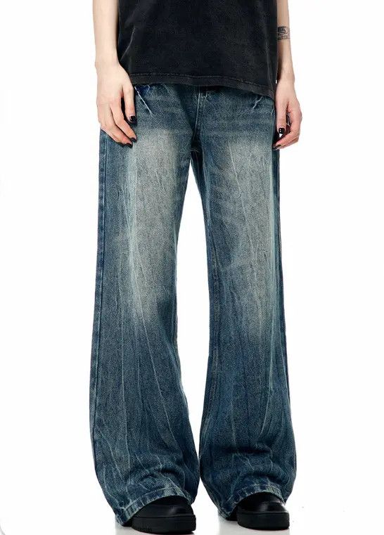 Japanese Brand Vintage heavy washed lightning crack cleanfit straight jeans Size US 32 / EU 48 - 4 Thumbnail