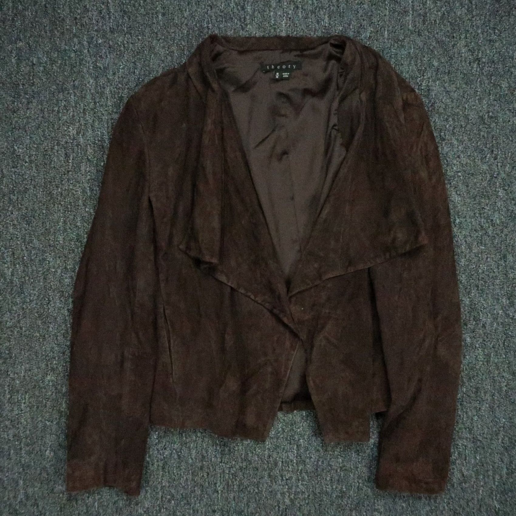 Theory Theory Jacket Womens Medium Brown Lamb Leather Lined Open Front Pockets Size M / US 6-8 / IT 42-44 - 2 Thumbnail