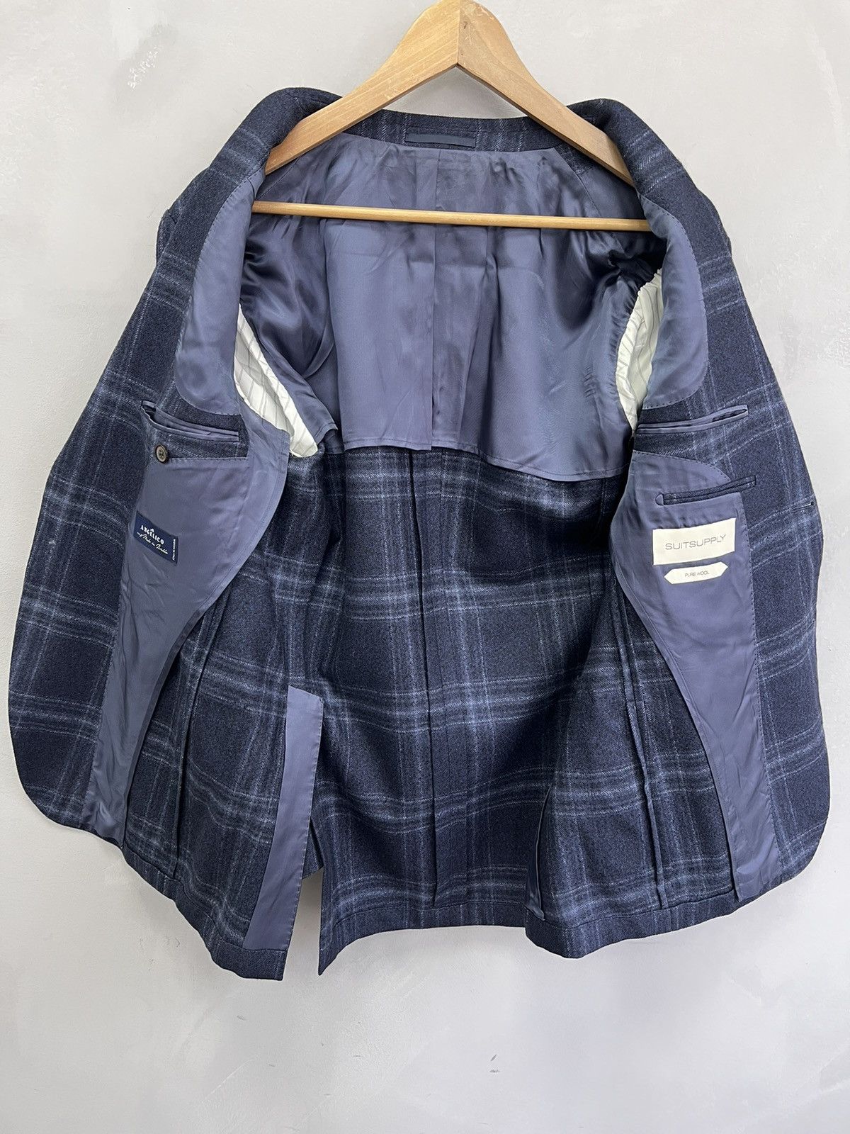 Designer × Suitsupply SUITSUPPLY Blazer Jacket HAVANA HL Navy CHECK Wool EU48 Size 48R - 7 Thumbnail