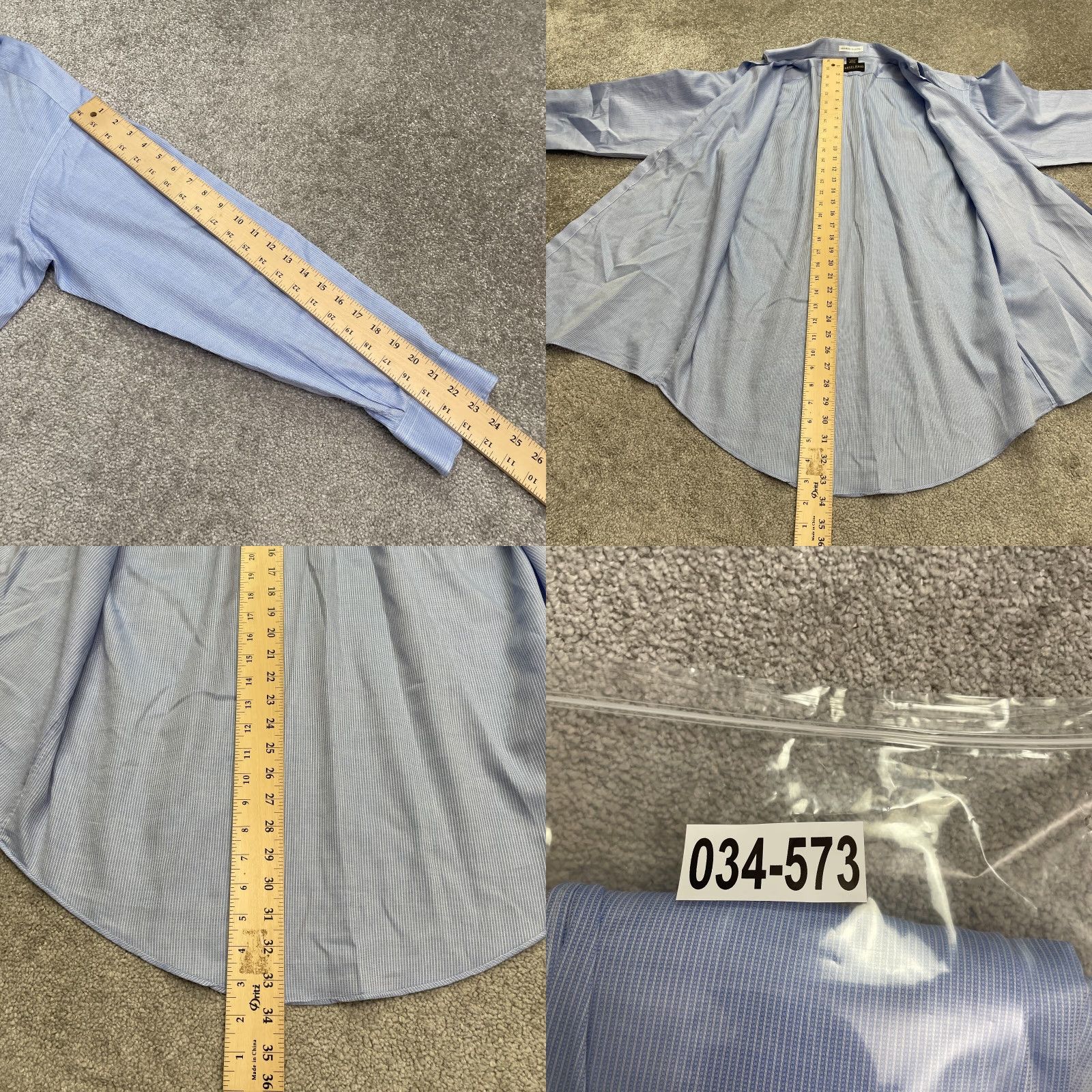 Vintage VINTAGE Ferrell Reed Dobbs Cloth Dress Shirt Men 15.5 Blue Pinstripe Cotton 34in Regular Mens Size 40R - 8 Thumbnail