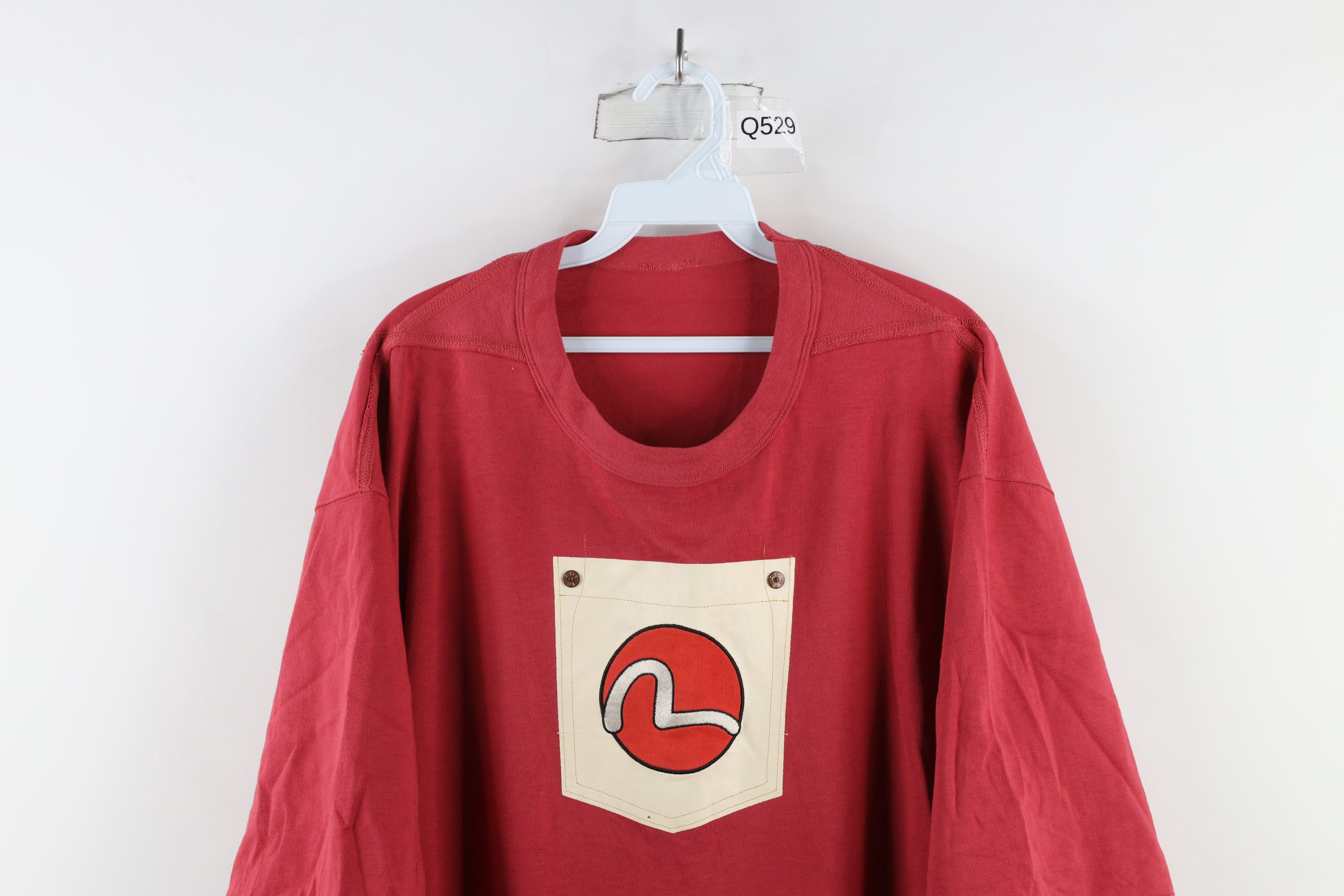 Evisu × Vintage Vtg 90s Evisu Jeans Logo Short Sleeve T-Shirt Red Cotton Size US XL / EU 56 / 4 - 2 Thumbnail
