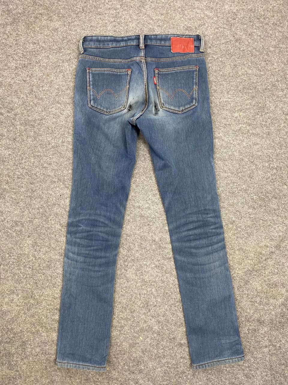 edwin fleece lining distressed denim