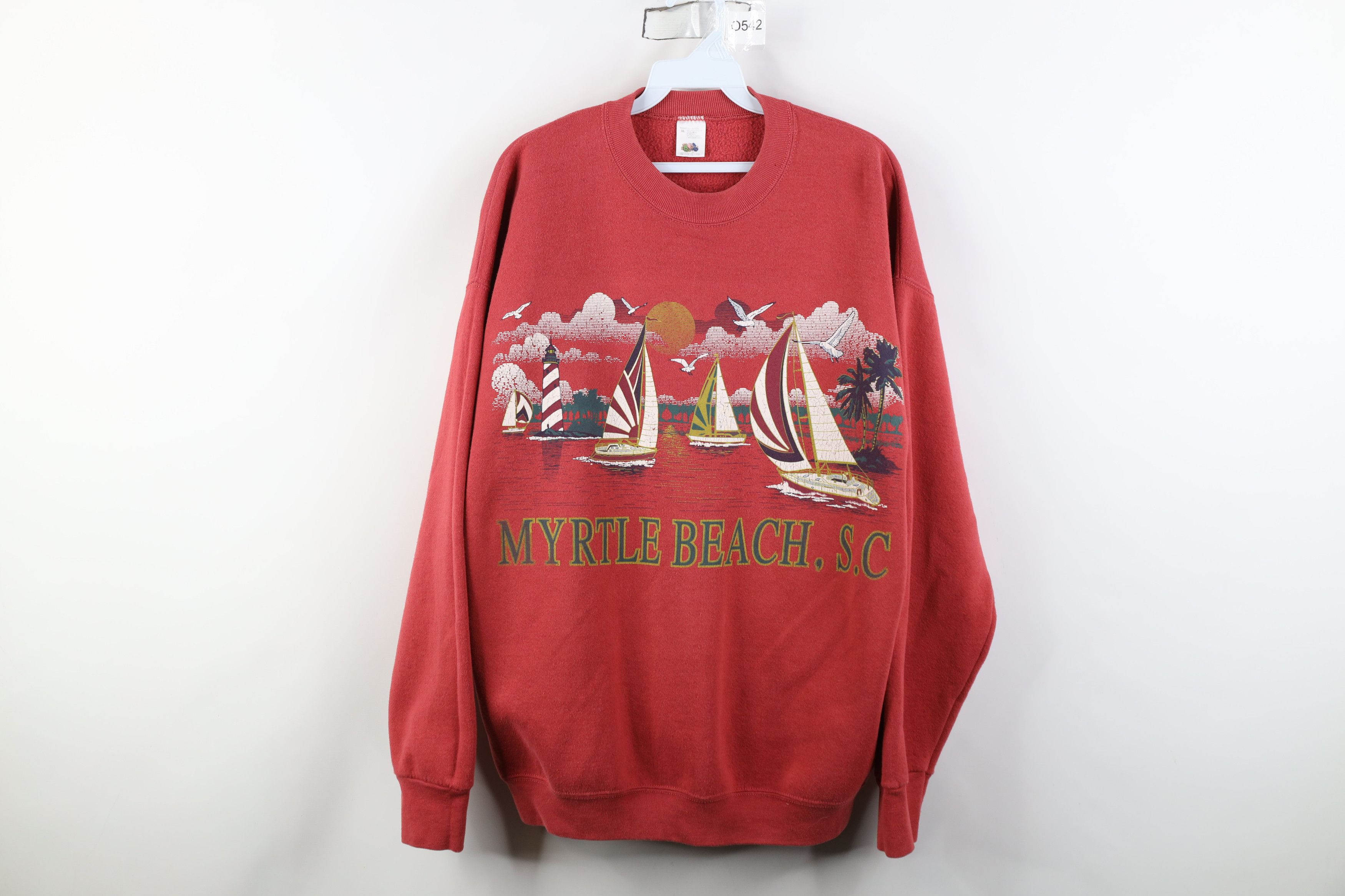 Vintage Vintage 90s Myrtle Beach Sailboat Sailing Print Sweatshirt Size XL / US 12-14 / IT 48-50 - 1 Thumbnail