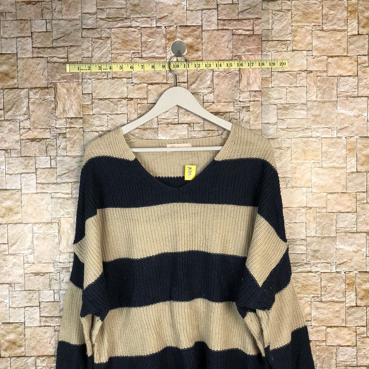 Homespun Knitwear × Japanese Brand × OVER THE STRiPES Thille Anap Brown Stripe Knitwear #A1060 Size US L / EU 52-54 / 3 - 2 Thumbnail