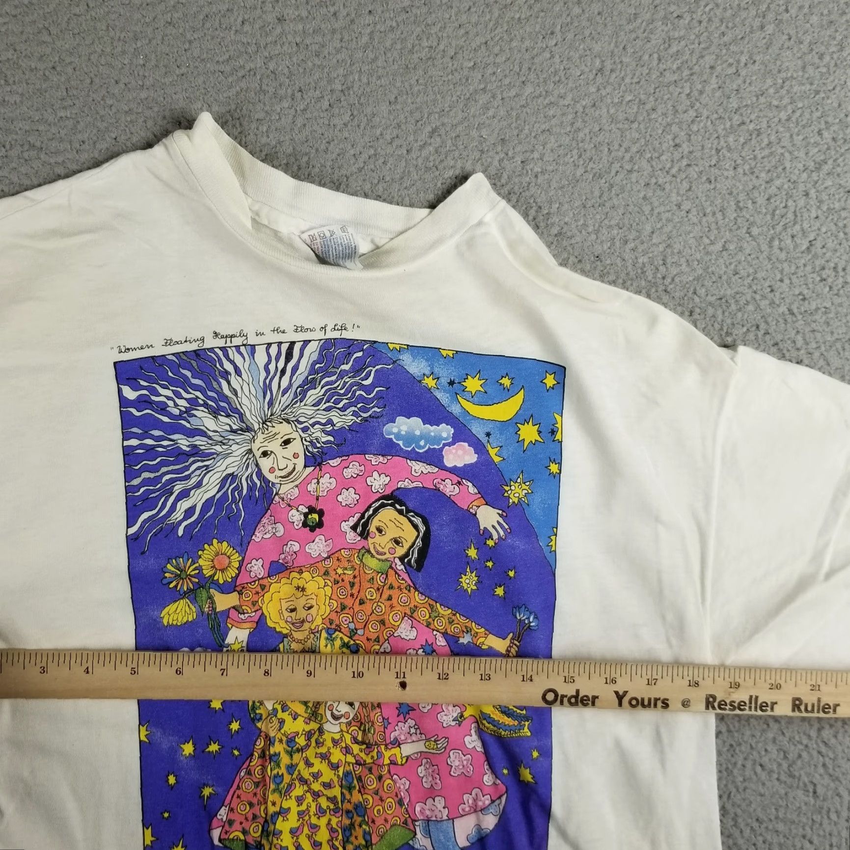 Alife Vintage 90s Unisex Adult T-Shirt White Short Sleeve Crew Neck Regular Fit Retro Nature Bird Moon Hippie USA Medium Size US M / EU 48-50 / 2 - 7 Thumbnail
