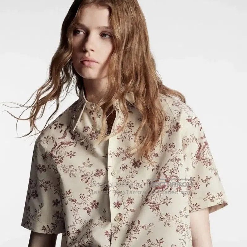Louis Vuitton Louis Vuitton Beige Floral Cotton Shirt for Women . Size XXS / US 00 / IT 34 - 8 Thumbnail