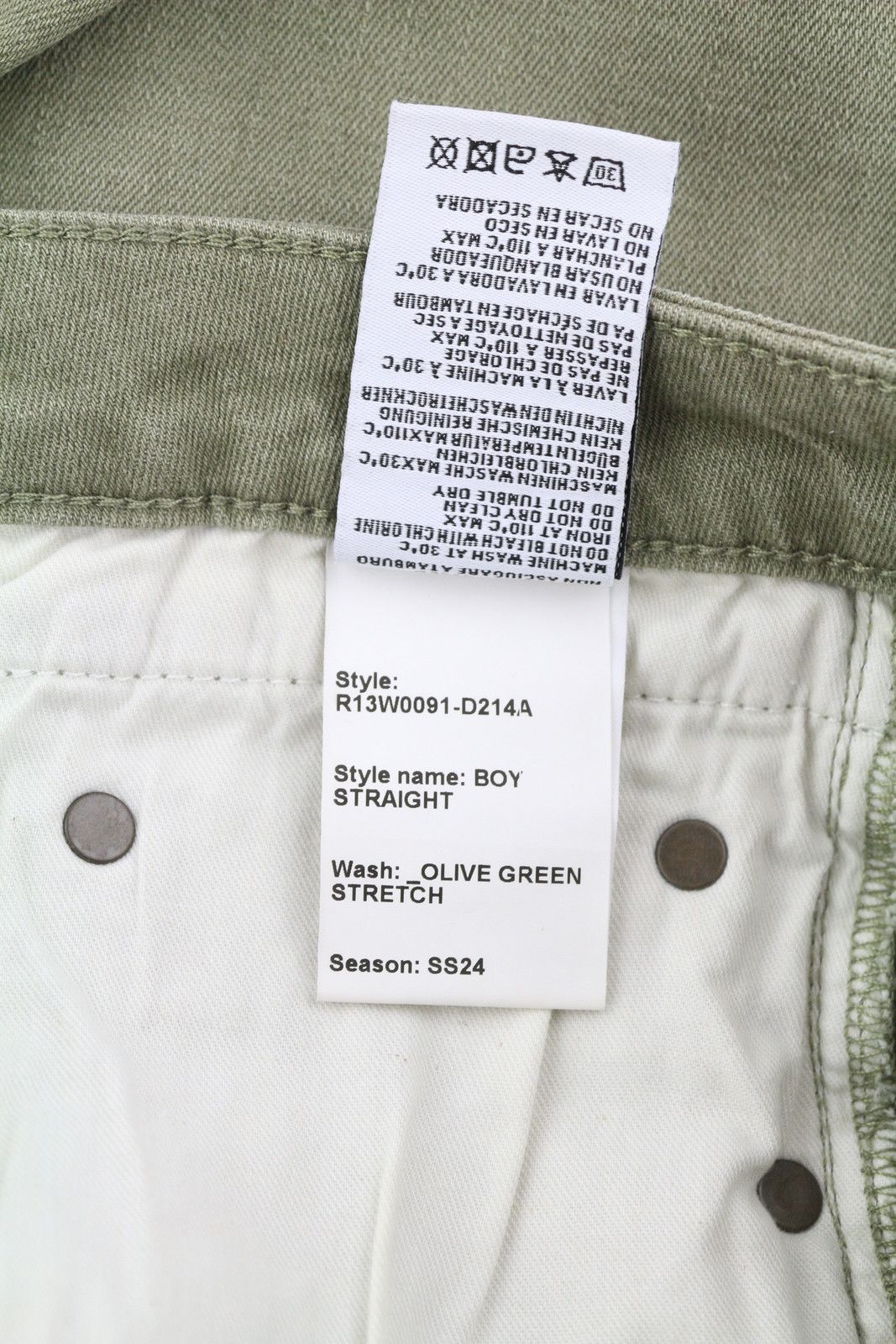 R13 BOY STRAIGHT 27 Cropped Washed Olive Green 84498 Size 27" / US 4 / IT 40 - 10 Thumbnail