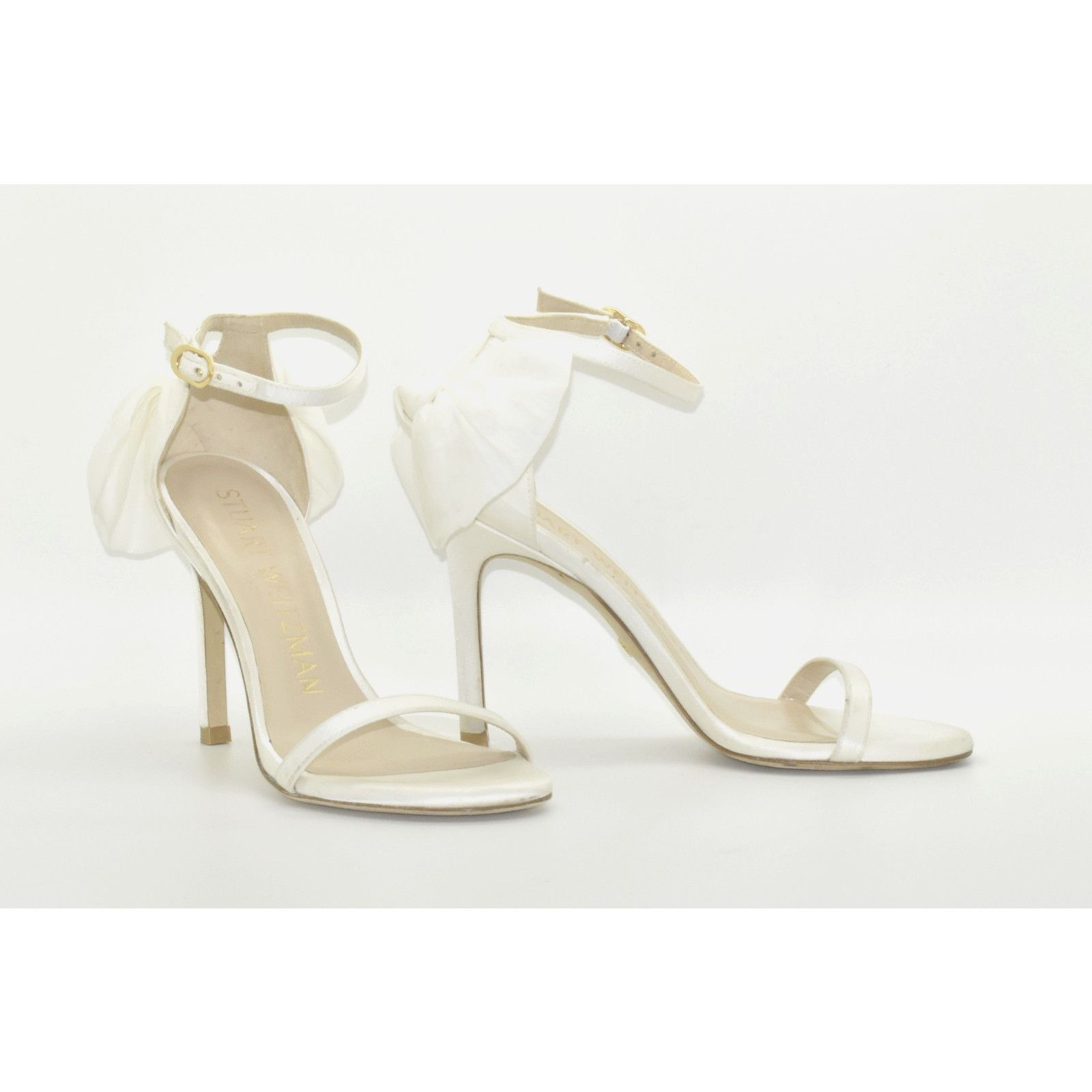Stuart Weitzman STUART WEITZMAN Nudist Satin Ankle Strap Hi Heel Sandals 5 Size US 5 / IT 35 - 1 Thumbnail