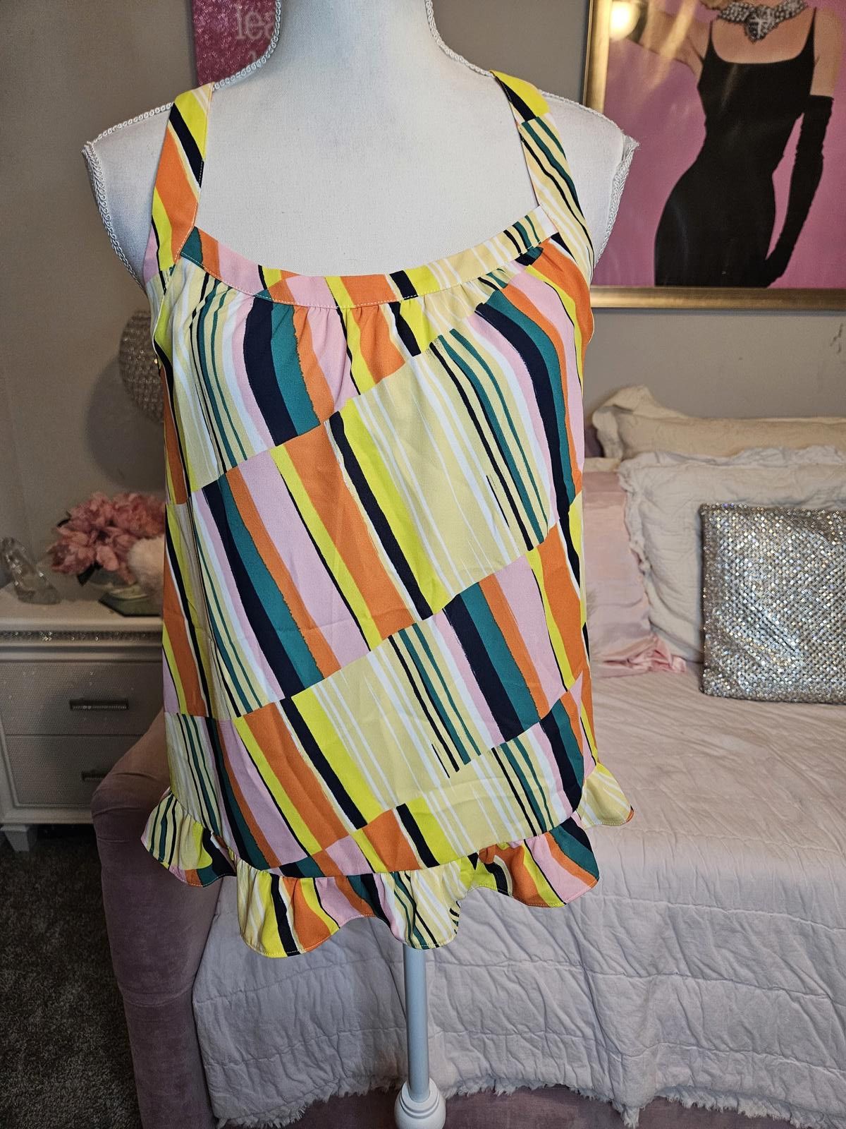 Designer Cabi Women's Colorful Striped Tank Top - Size XS #119 Size XS / US 0-2 / IT 36-38 - 1 Thumbnail