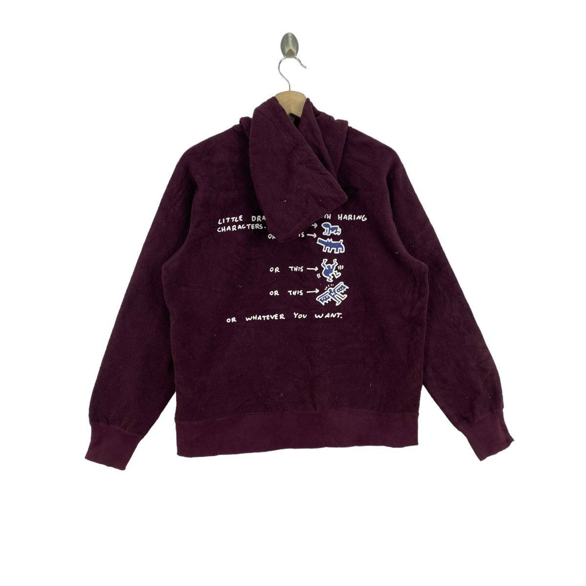 Keith Haring KEITH HARING Pop Art Print Burgundy Hoodie Size US S / EU 44-46 / 1 - 1 Thumbnail