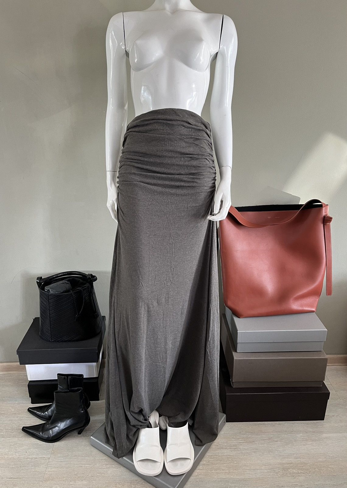 Rick Owens Rick Owens Ruched Jersey Maxi Dress or Skirt Size S / US 4 / IT 40 - 5 Thumbnail