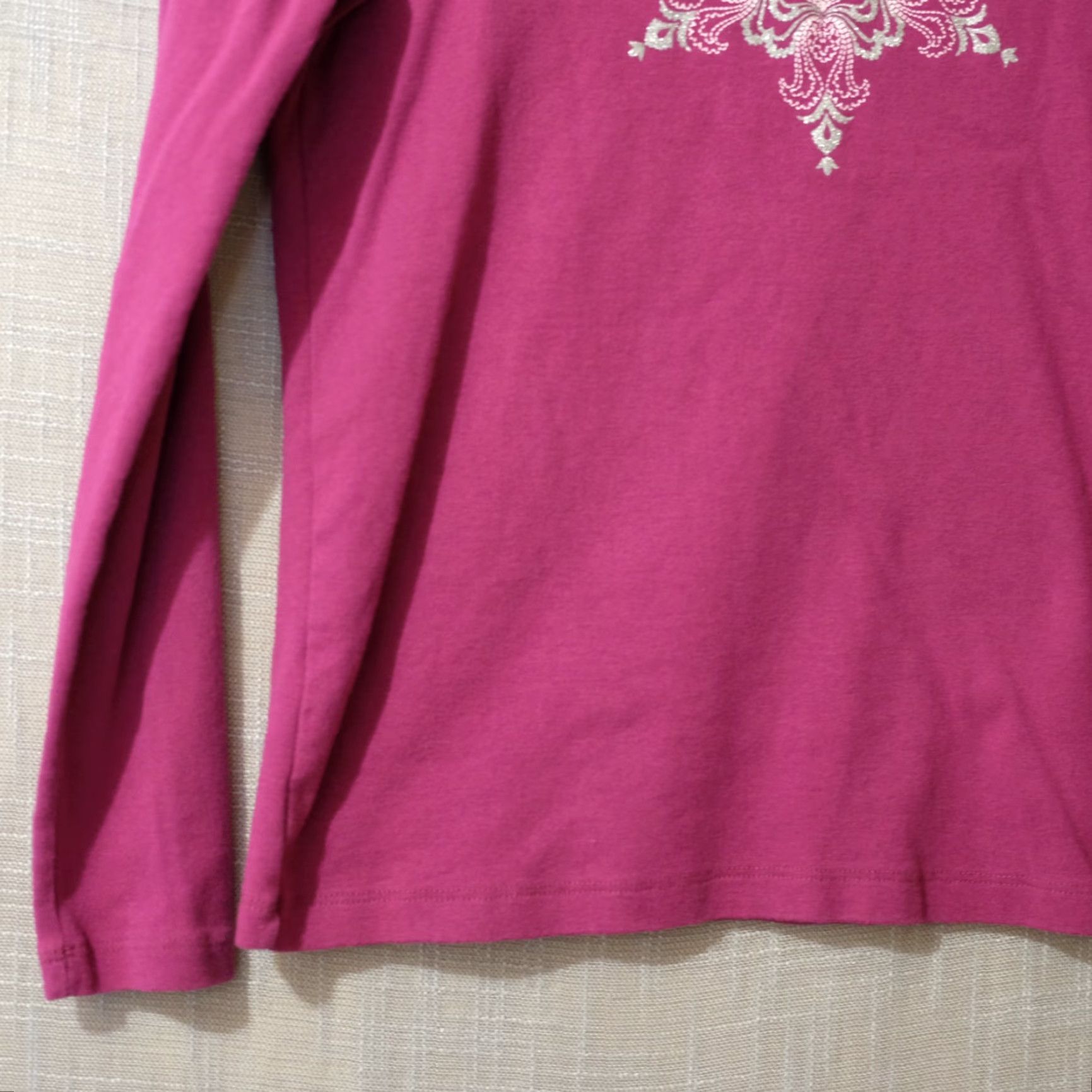Vintage White Stag Longsleeve Top Floral Raspberry 100% Cotton Women's M Shirt Casual Sleeve Knit T-Shirt NO Size M / US 6-8 / IT 42-44 - 3 Thumbnail