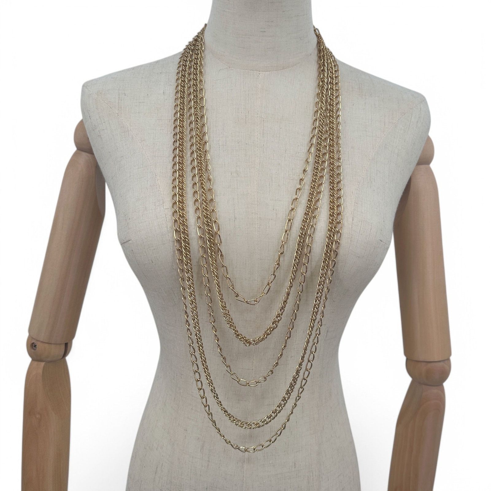 Vintage Crown Trifari Multi Strand Chain Statement Necklace Size ONE SIZE - 1 Thumbnail