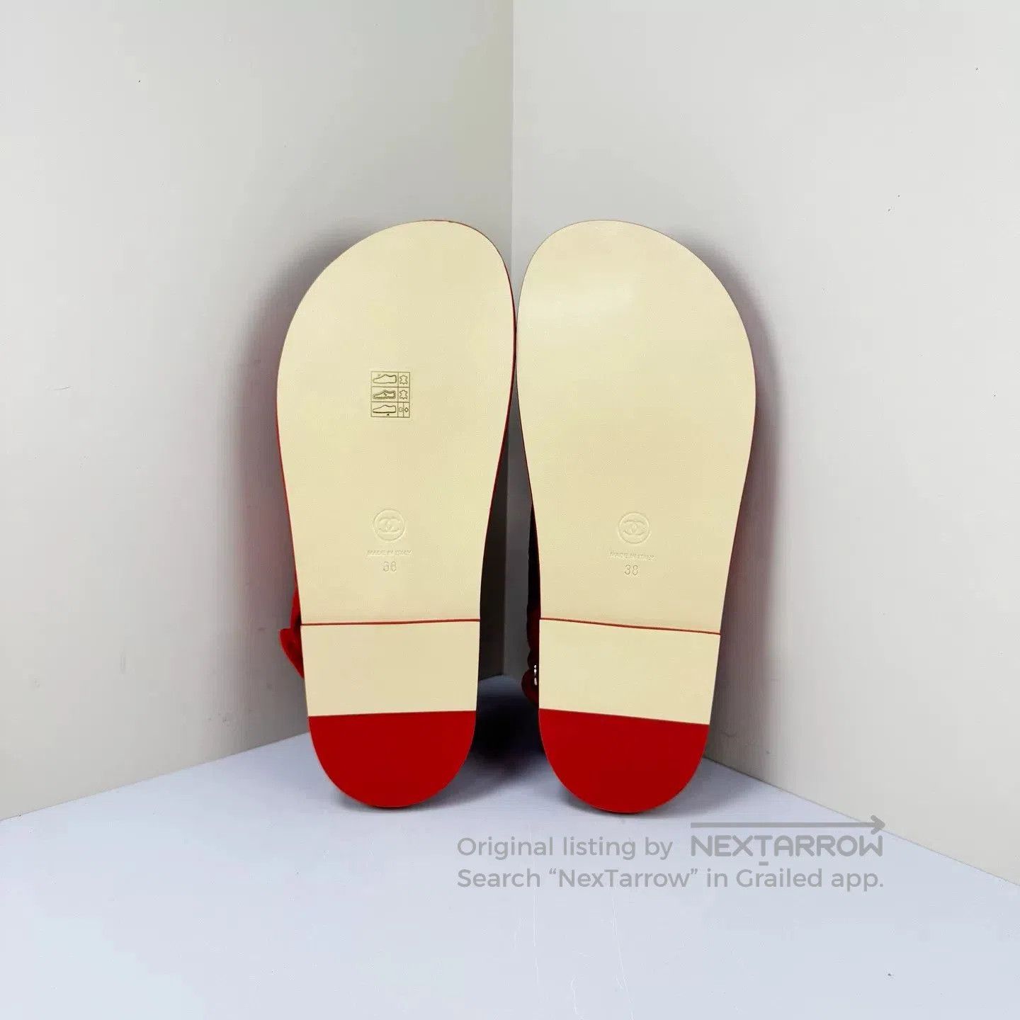 Chanel Chanel Red Gold Coin Velcro Sandals. Size US 7 / IT 37 - 5 Thumbnail