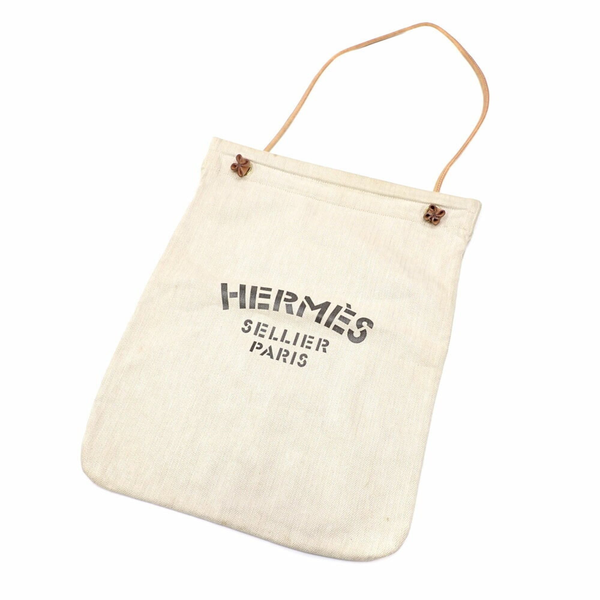 Hermès Aline GM Shoulder Bag Women's Beige Cotton HERMES