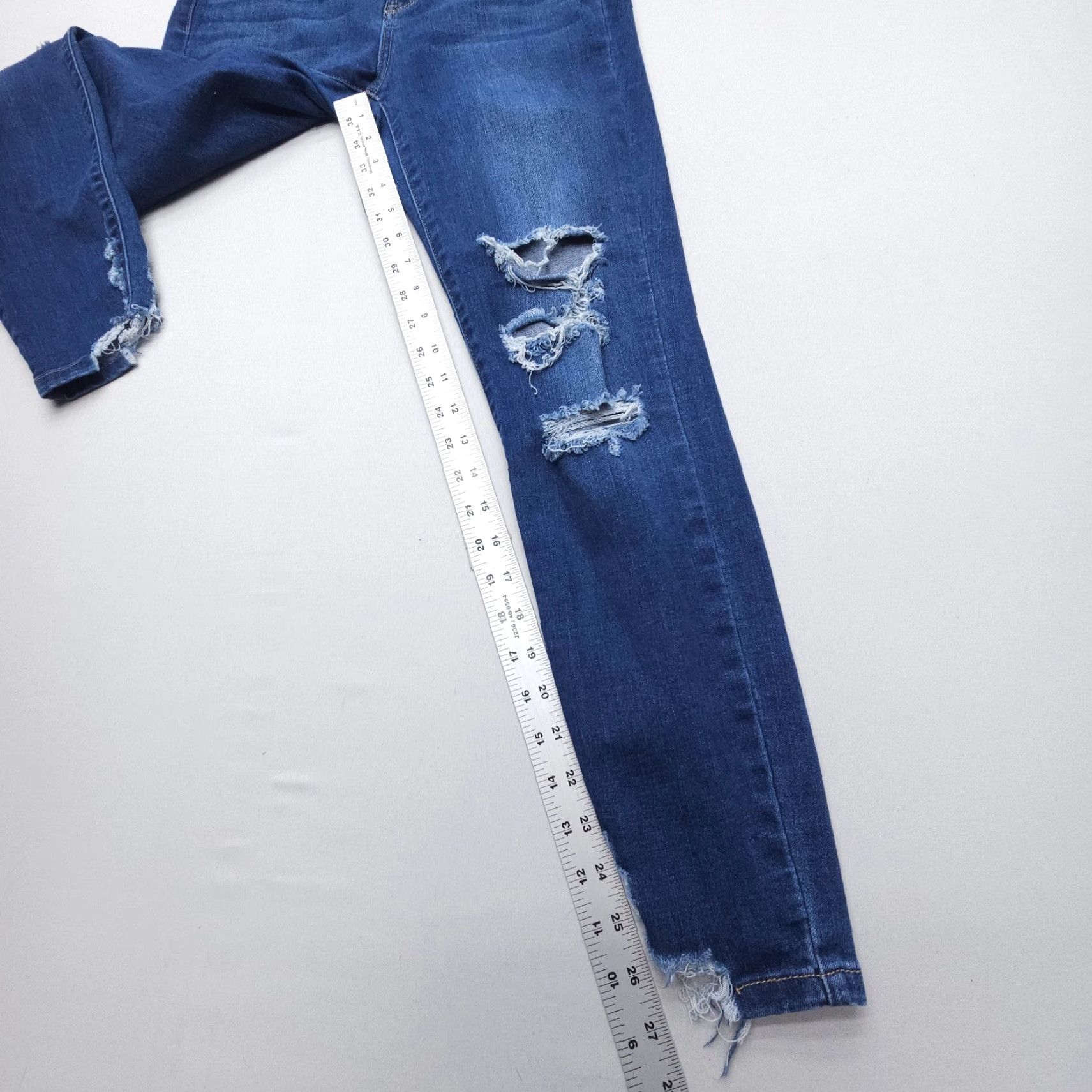 Denime Judy Blue Skinny Fit Jeans Womens 5 27 Dark Wash Blue Distressed Denim Stretch Size 27" / US 4 / IT 40 - 5 Thumbnail