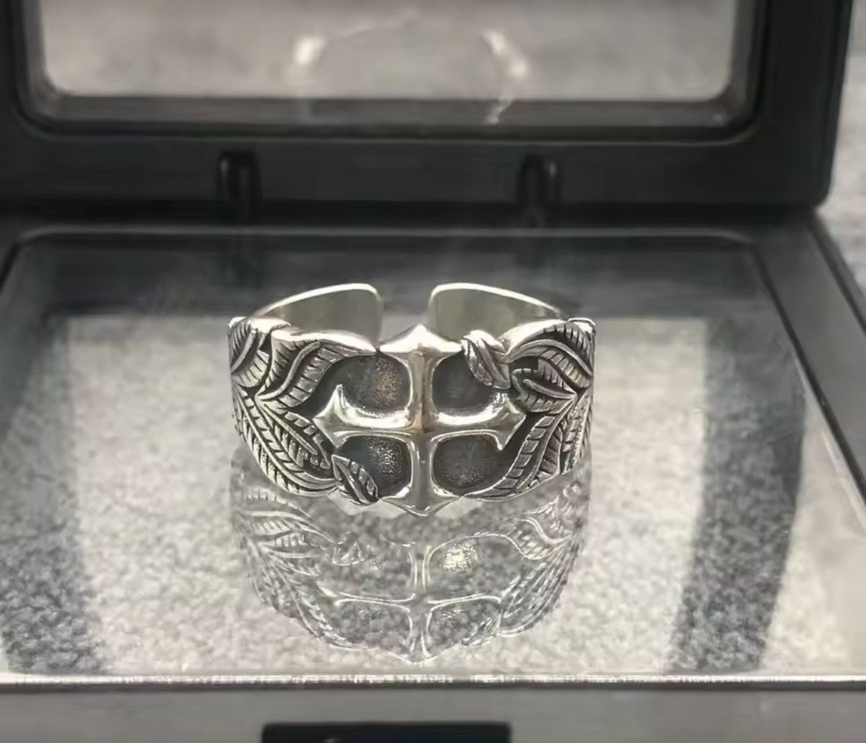 Jewelry × Vintage Punk Hip Hop Style Fashion Cross Thai Silver Ring Size ONE SIZE - 4 Thumbnail