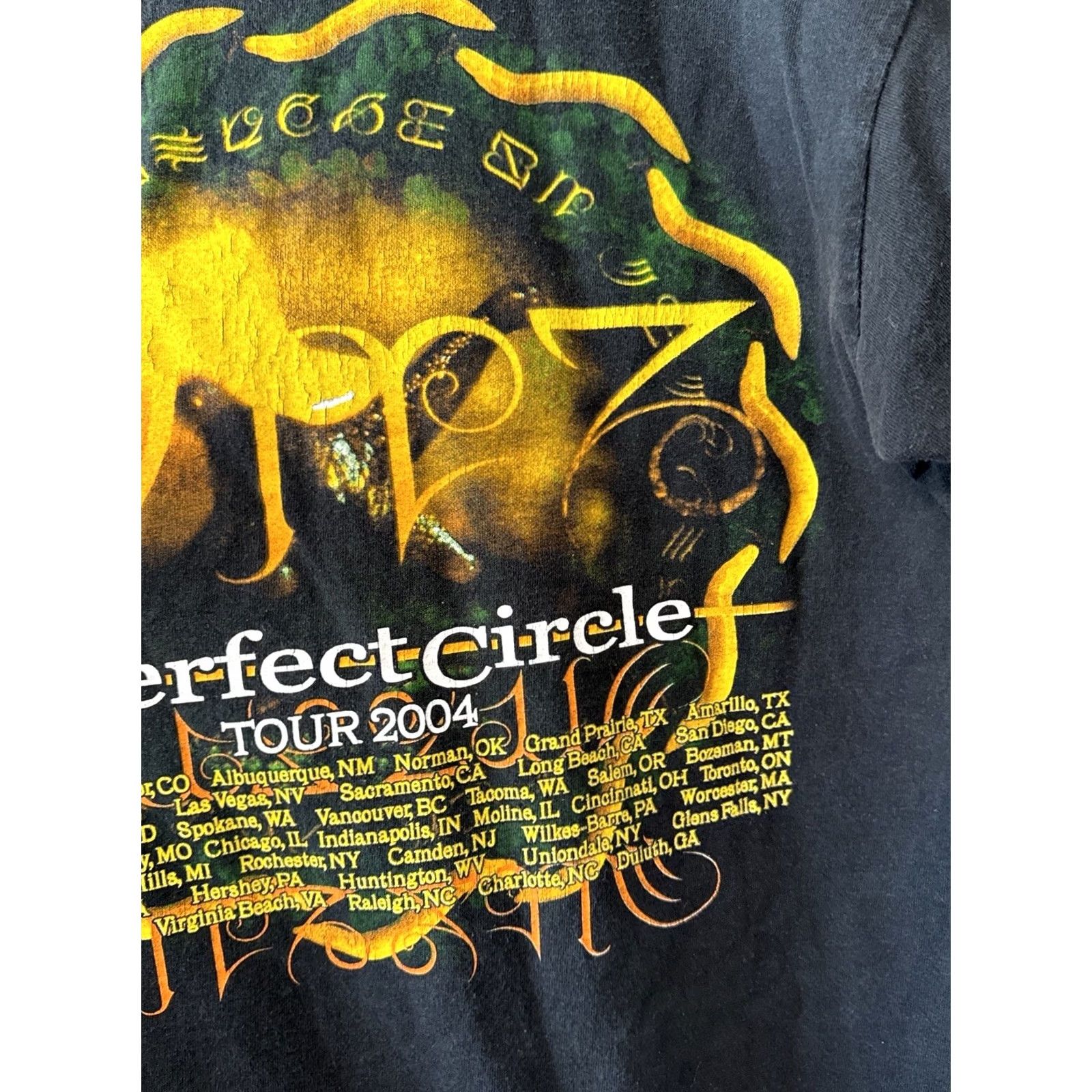 Delta VINTAGE A Perfect Circle 2004 Tour Shirt Delta Pro Weight Size L Black Cotton Short Sleeve Crew Neck Men Rock Band Size US L / EU 52-54 / 3 - 6 Thumbnail