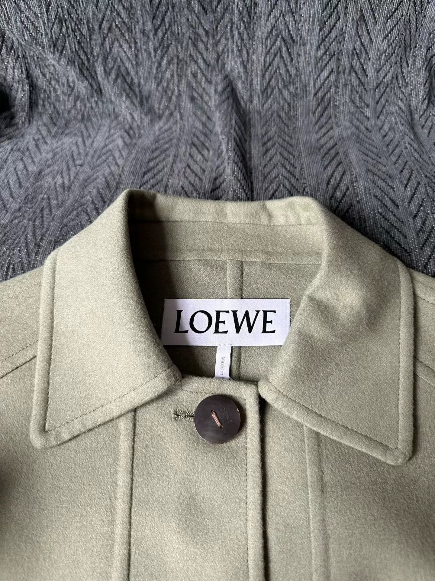 loewe wool jacket with logo patch