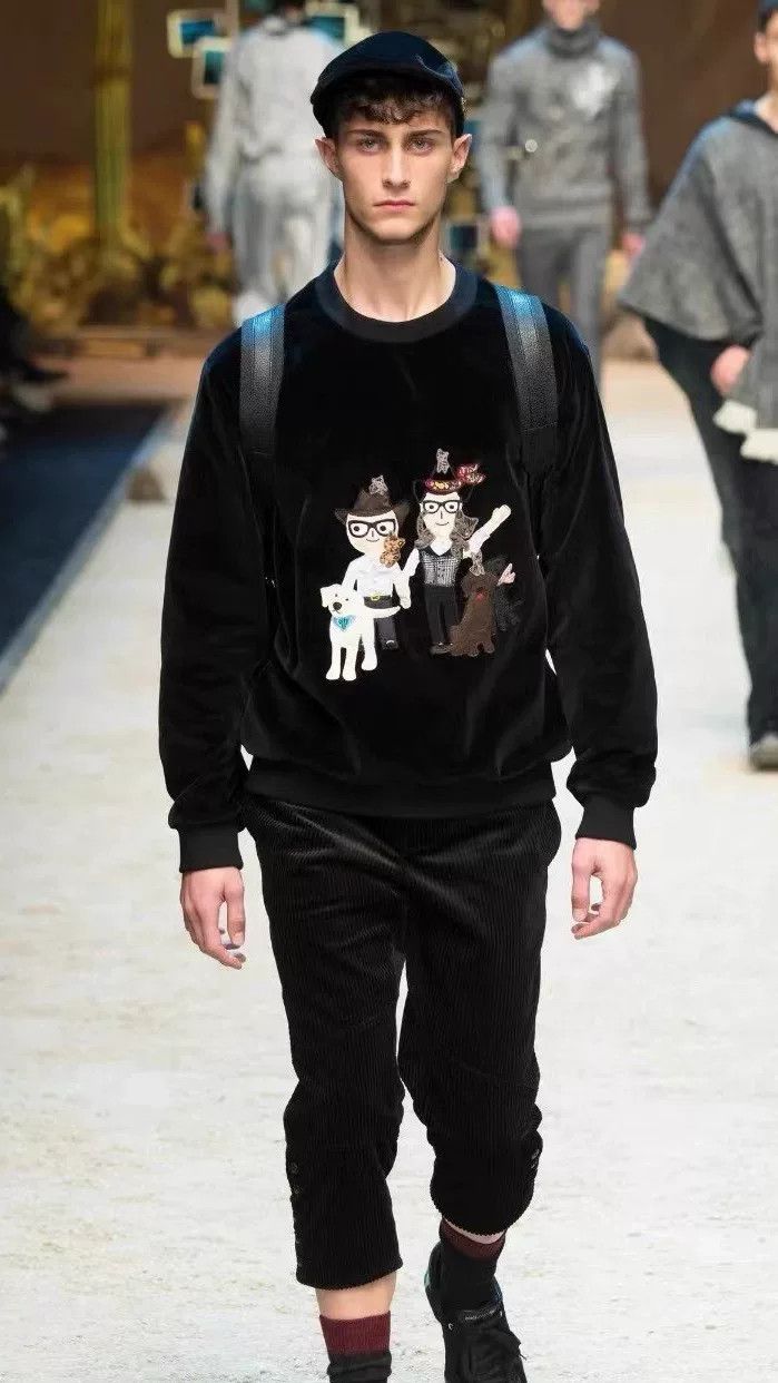 Dolce & Gabbana Black Velvet Sweater for Men Size US M / EU 48-50 / 2 - 1 Thumbnail