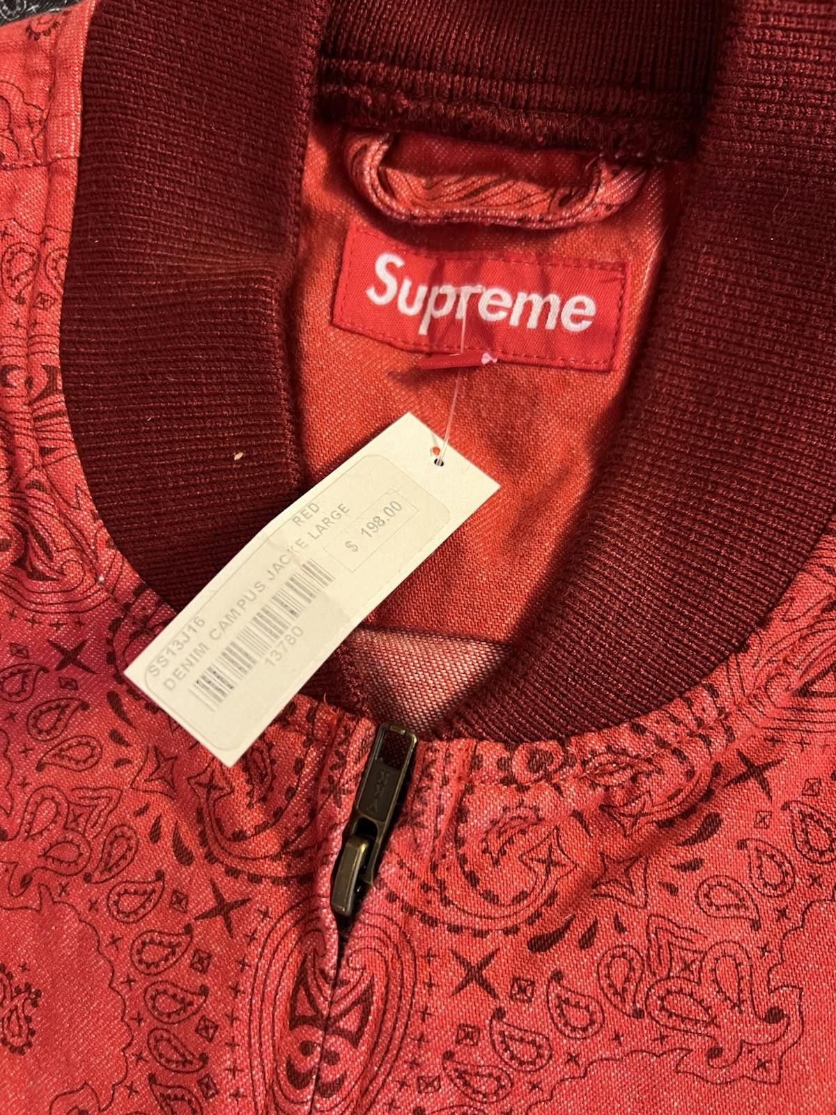 Supreme SS13 SUPREME Denim Campus Jacket Bandana Red Size L Size US L / EU 52-54 / 3 - 8 Thumbnail