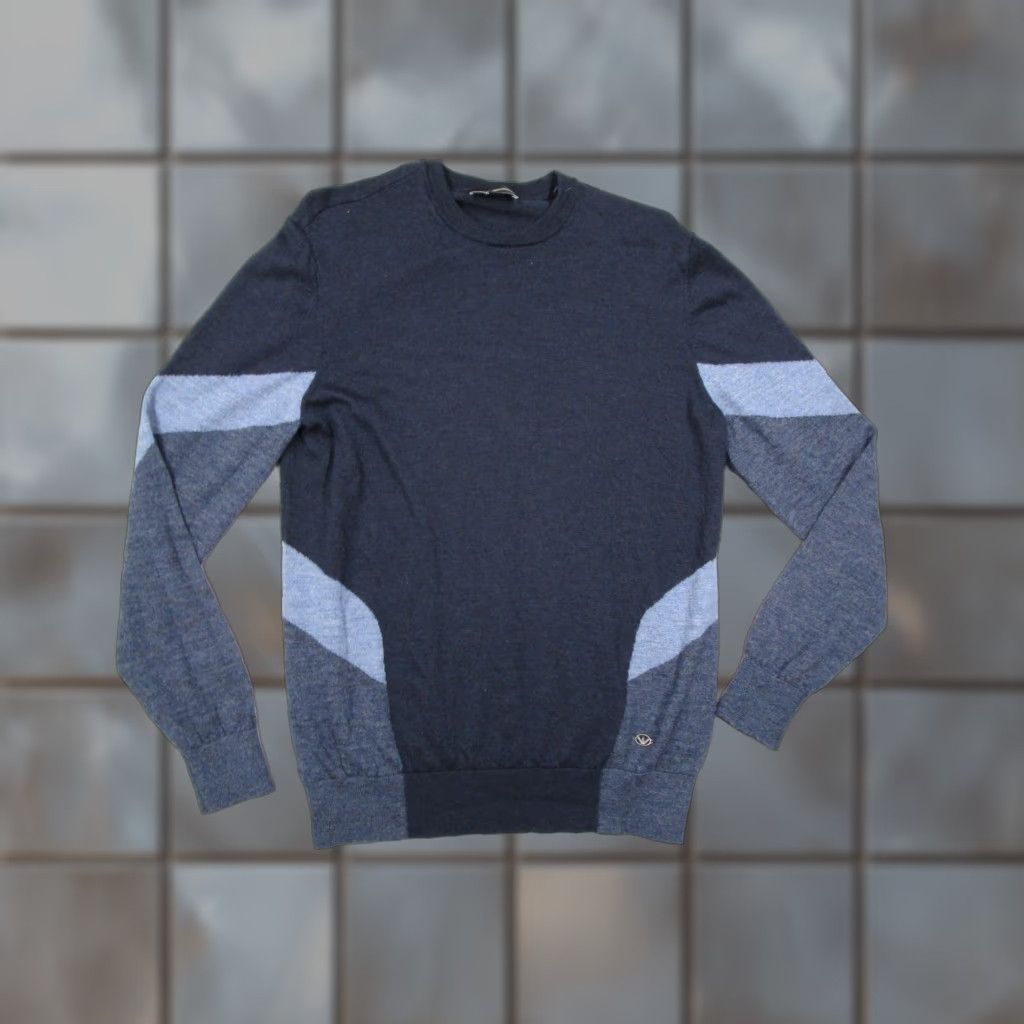 Emporio Armani VINTAGE Emporio Armani Sweater Mens Medium Blue Wool Crew Neck Knit Pullover Logo Classic Casual Size US M / EU 48-50 / 2 - 1 Thumbnail