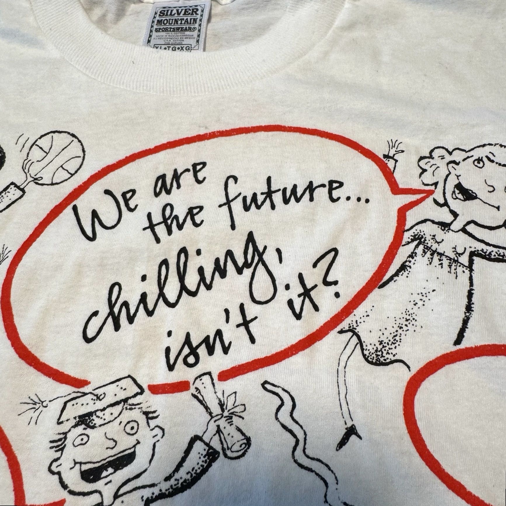 Vintage VINTAGE We Are The Future T Shirt XL White Cotton USA Made 90s Shoebox Silver Mountain HMK CDS Men Size US XL / EU 56 / 4 - 3 Thumbnail