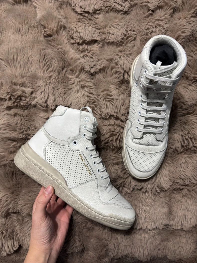 Saint Laurent Paris Saint Laurent Paris Old high-top shoes made of pure white s Size US 7 / EU 40 - 1 Thumbnail