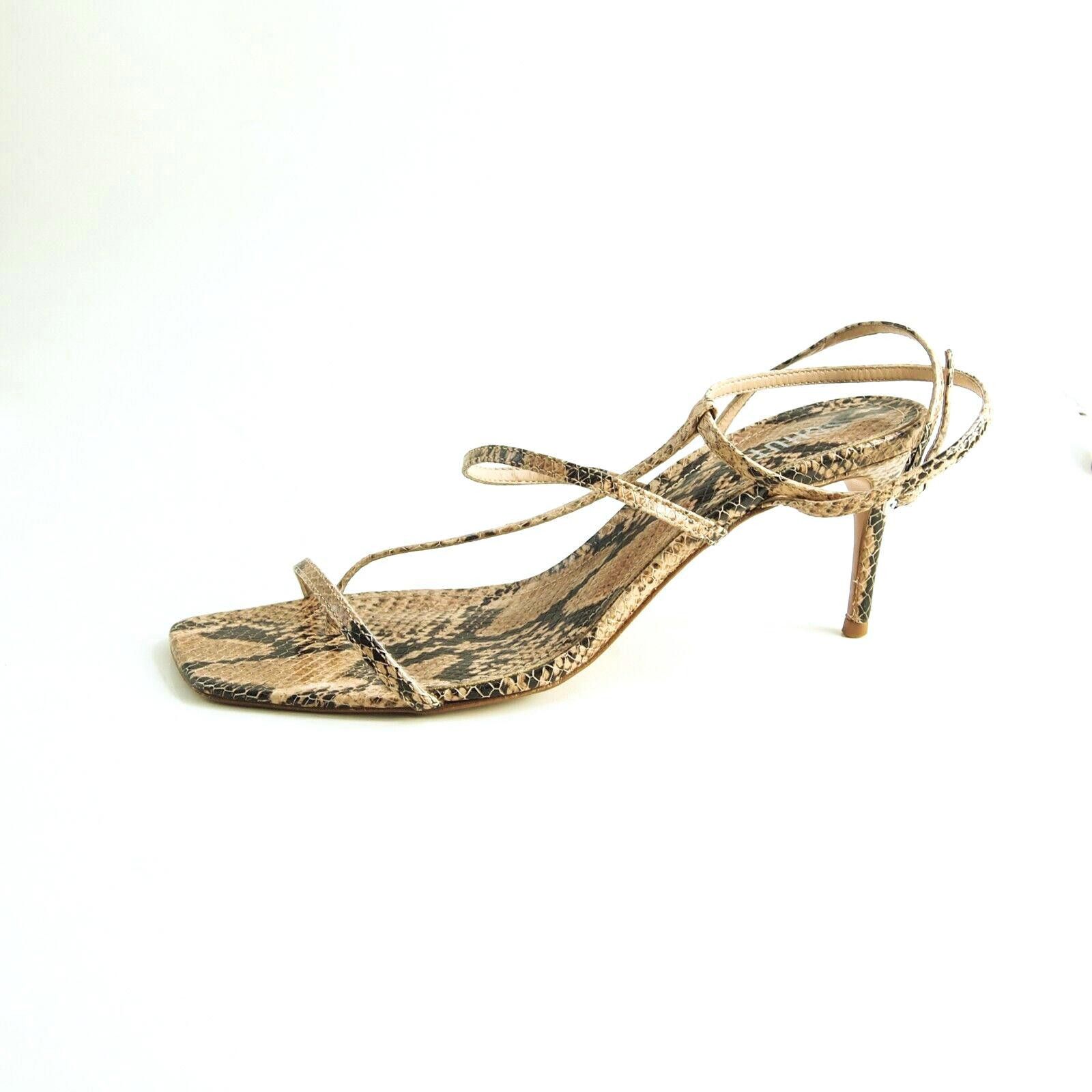 Designer Schutz Strappy Sandals Python Print Mid Heel US 10 B EU 40 Size US 10 / IT 40 - 2 Thumbnail