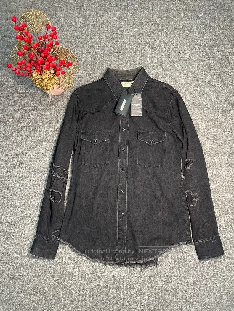 Saint Laurent Paris Saint Laurent Paris Distressed Hem Fringe Destroyed Denim Size US M / EU 48-50 / 2 - 1 Thumbnail