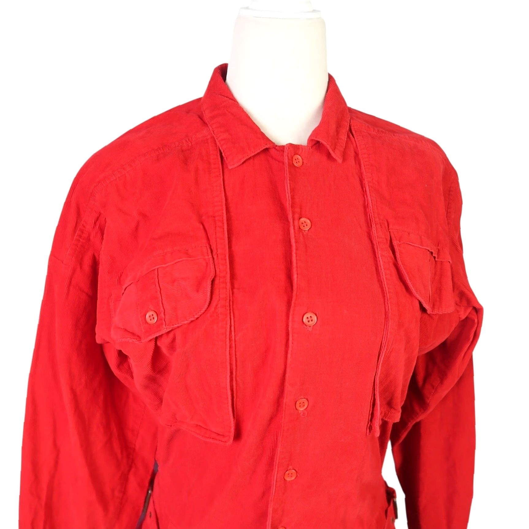Toffs VINTAGE Toffs Red Corduroy Drop Waist Midi Shirt Dress S Women Long Sleeve Button Front 100% Cotton Pockets 90s Western Size S / US 4 / IT 40 - 2 Thumbnail