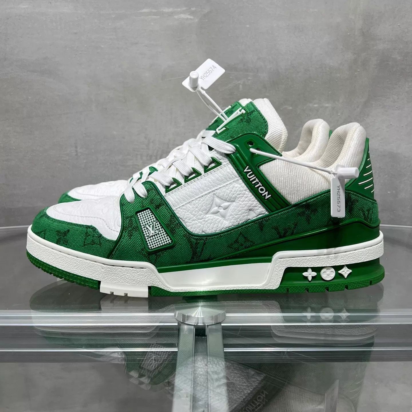 Louis Vuitton LV Trainer White & Green Denim UK8/42 Size US 9 / EU 42 - 3 Thumbnail