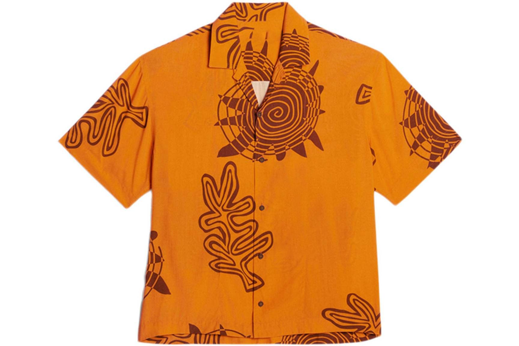 Designer Summer Bowling Shirt – Orange Arty Sun Print Size US L / EU 52-54 / 3 - 3 Thumbnail