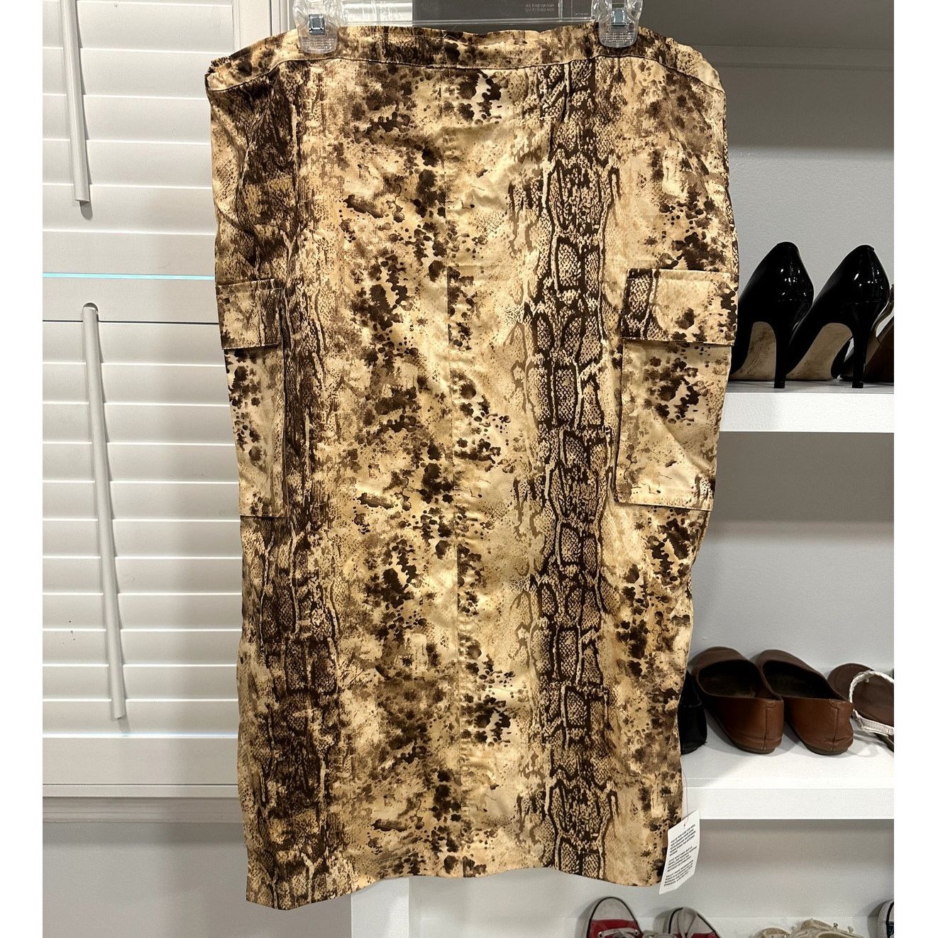 Asos ASOS Women's Beige Brown Snake Print Cargo Midi Skirt 10 NWT Size 32" / US 10 / IT 46 - 5 Thumbnail