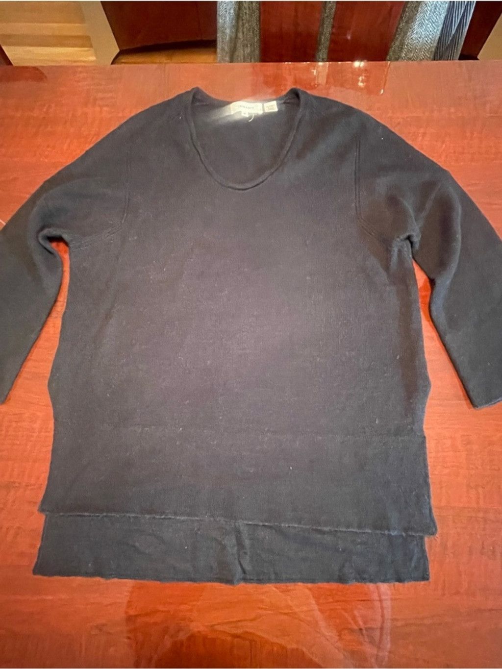 INHABIT Inhabit Cashmere Linen Blend Black V-Neck Tunic Sweater Sz M Size M / US 6-8 / IT 42-44 - 6 Thumbnail