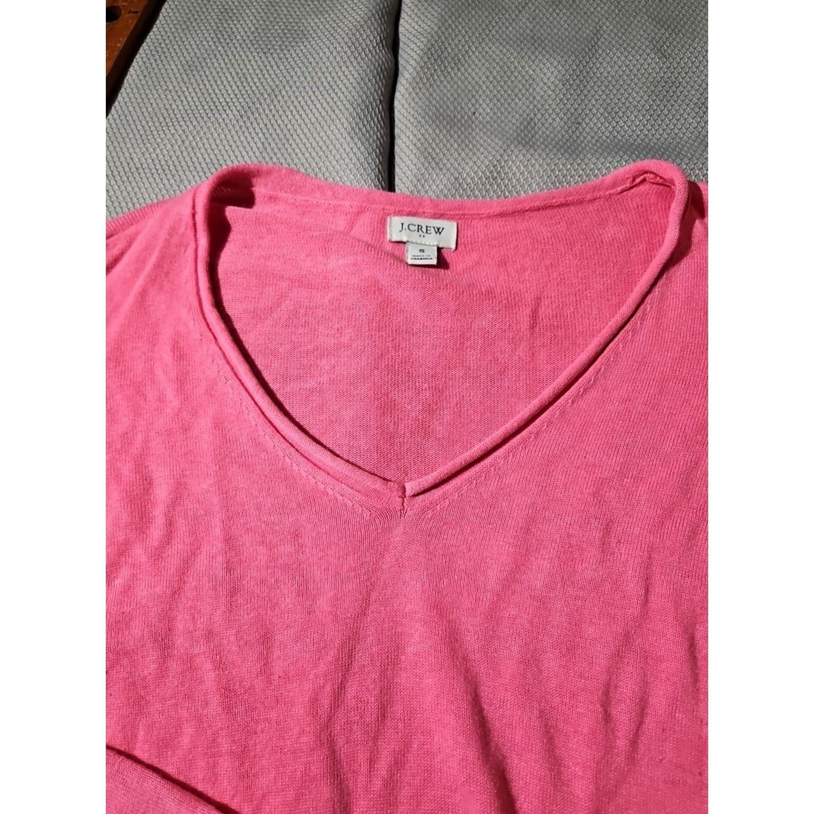 J.Crew VINTAGE J Crew Sweater Womens Pink Small Linen Blend Lightweight Roll Neck Raw Hem Size S / US 4 / IT 40 - 6 Thumbnail