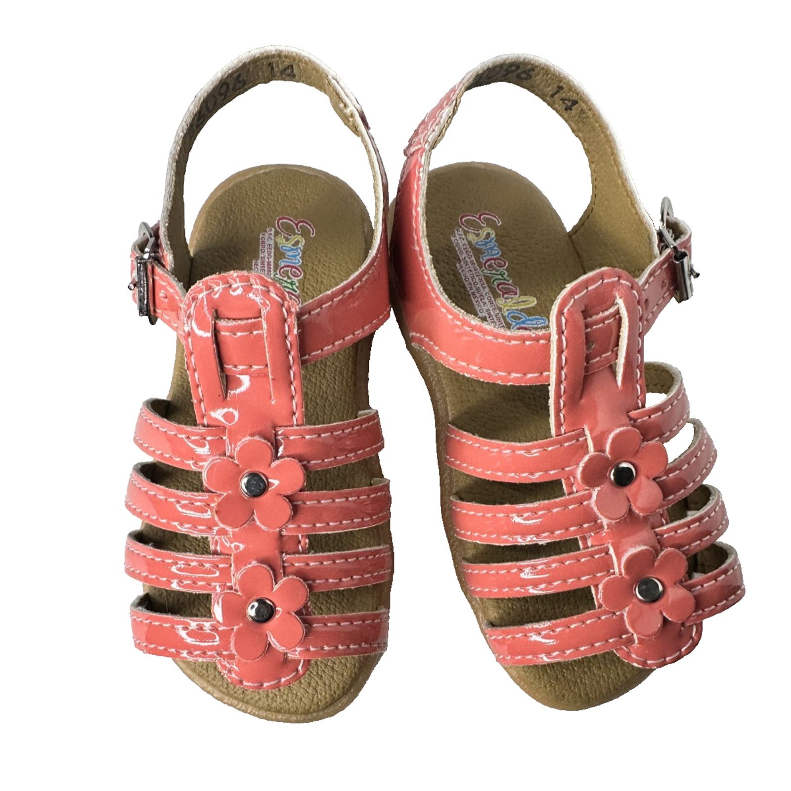 Other Calzado Esmeralda Kids Pink Coral Floral Leather Sandals Size US 7 / IT 37 - 1 Thumbnail
